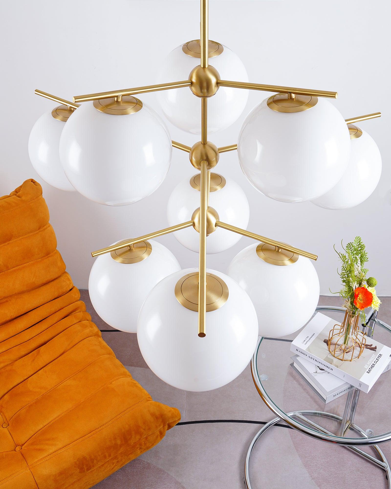 Lustra Chandelier Sphère & Tige Moderne Or LED - Neutralighting