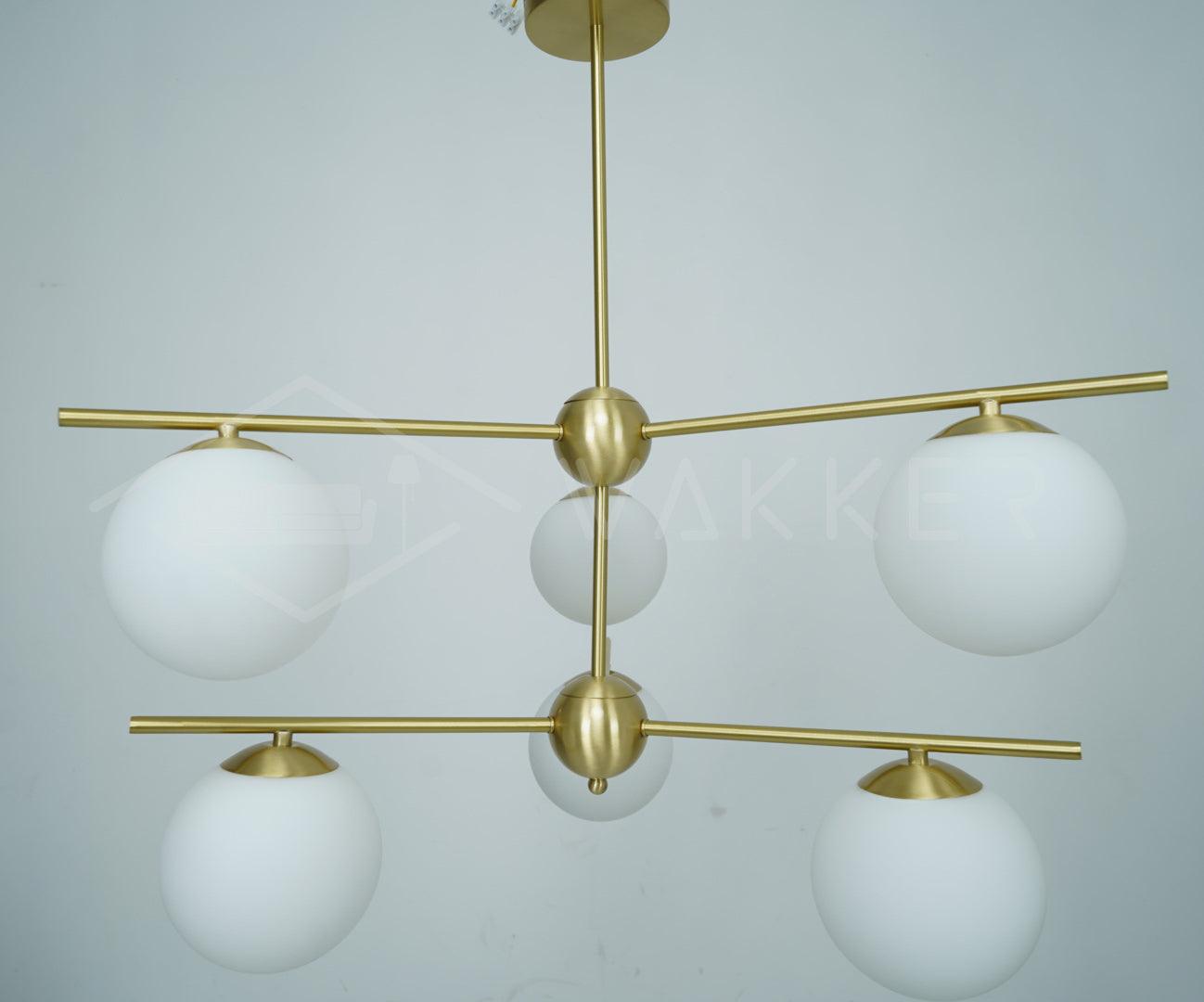 Lustra Chandelier Sphère & Tige Moderne Or LED - Neutralighting