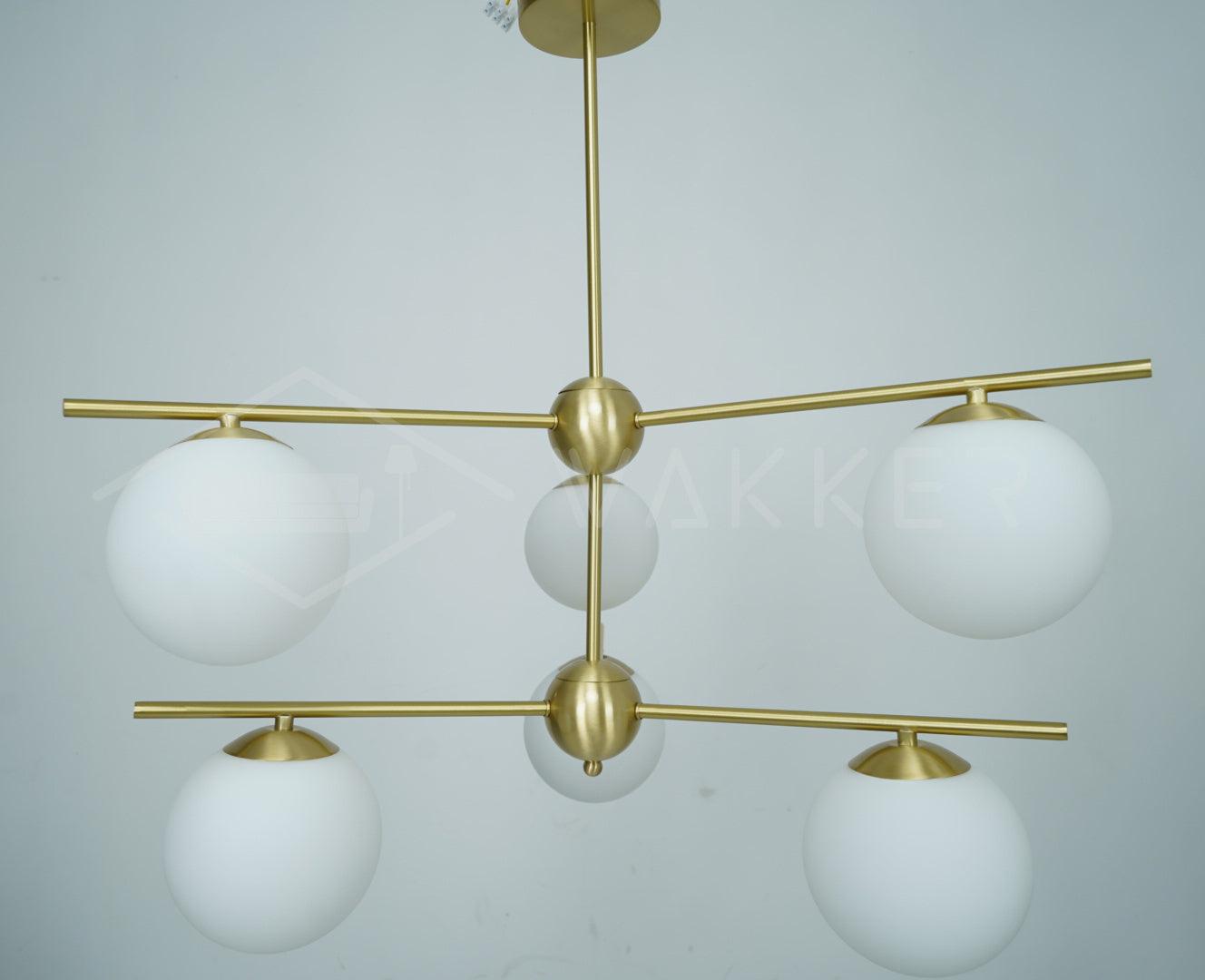 Lustra Chandelier Sphère & Tige Moderne Or LED - Neutralighting