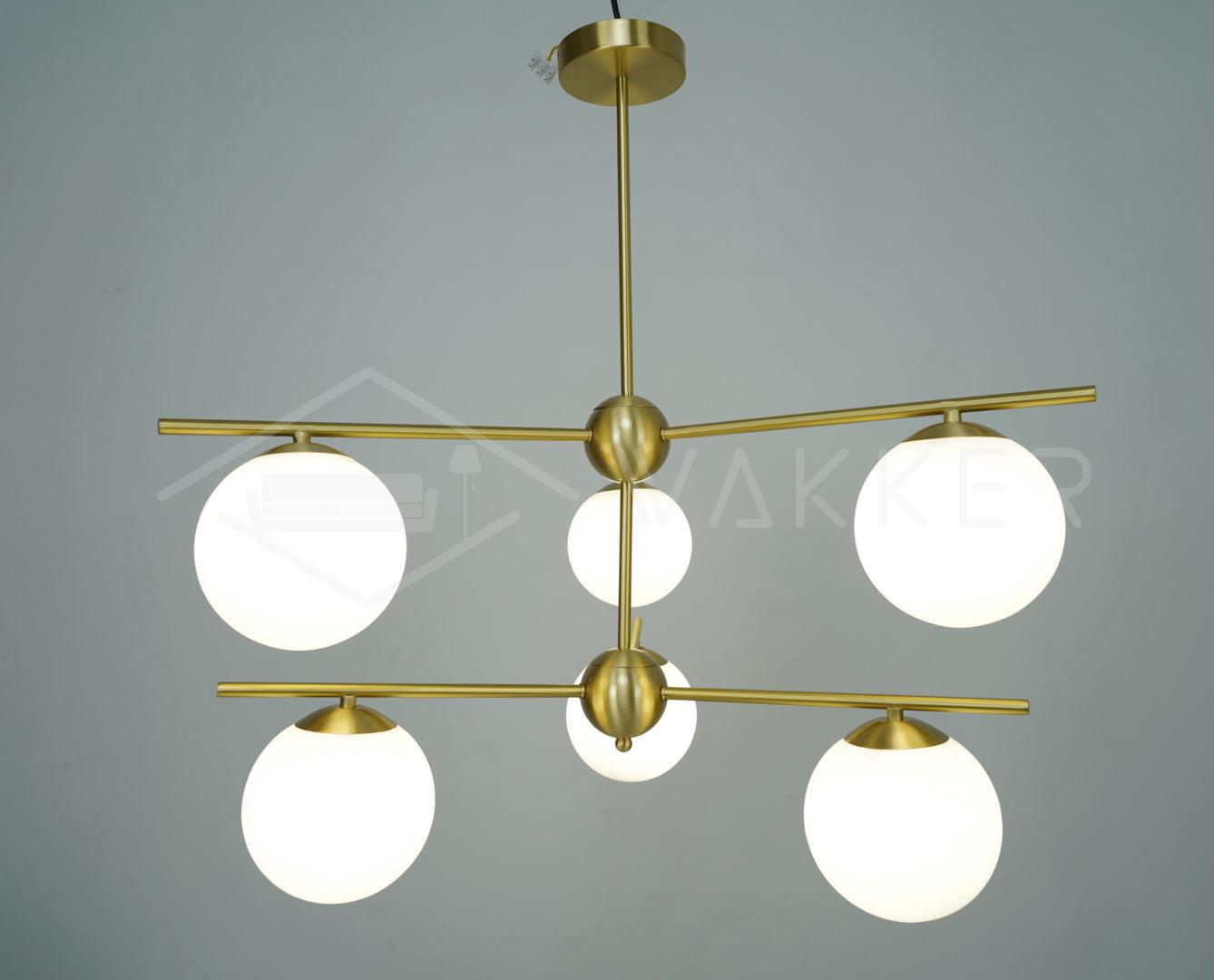 Lustra Chandelier Sphère & Tige Moderne Or LED - Neutralighting