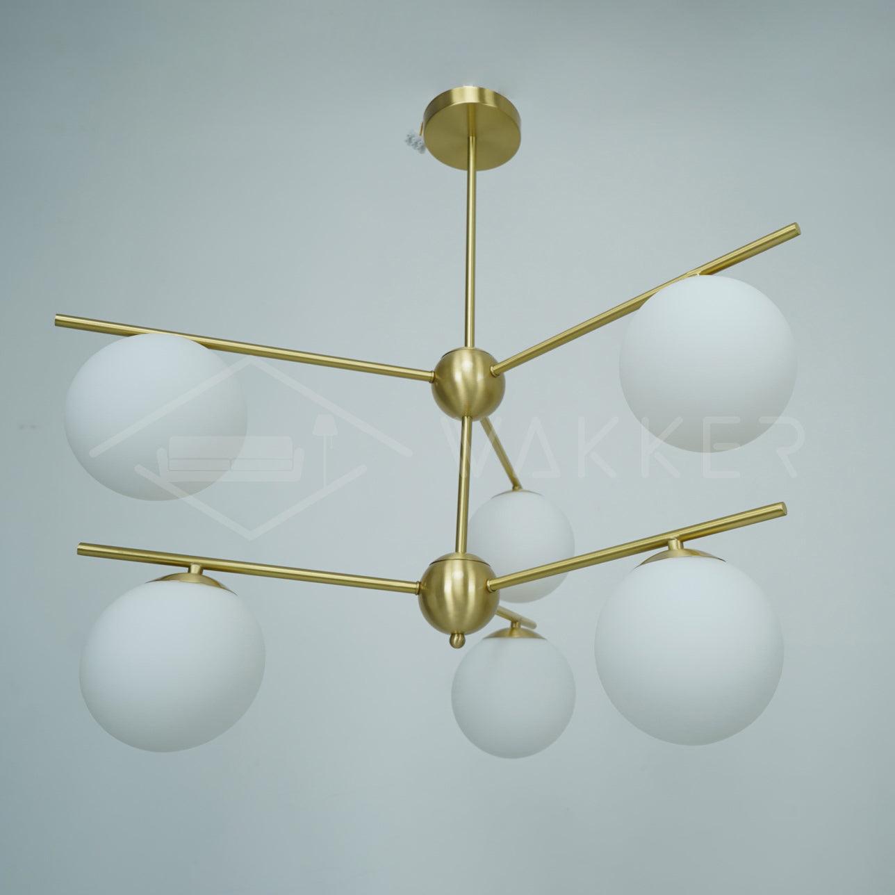 Lustra Chandelier Sphère & Tige Moderne Or LED - Neutralighting