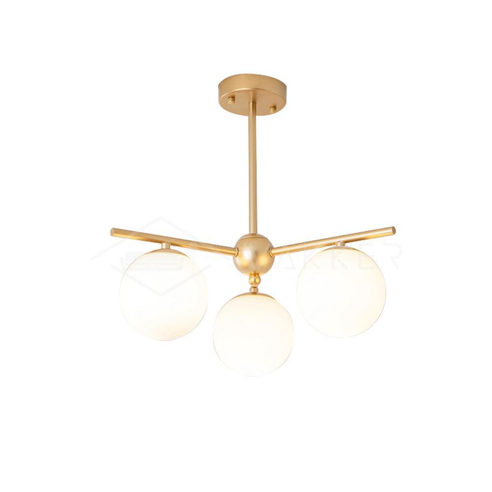 Lustra Chandelier Sphère & Tige Moderne Or LED - Neutralighting