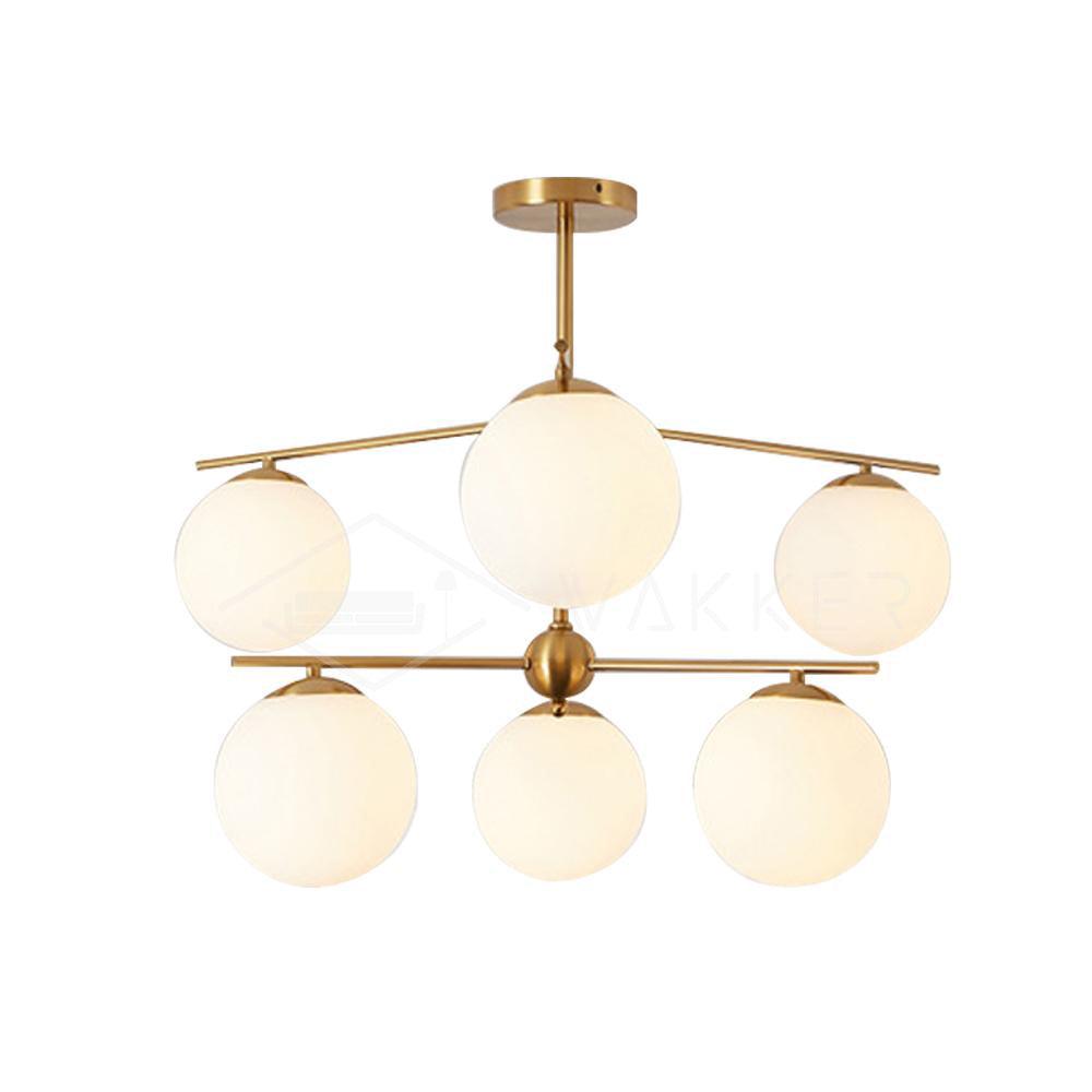 Lustra Chandelier Sphère & Tige Moderne Or LED - Neutralighting