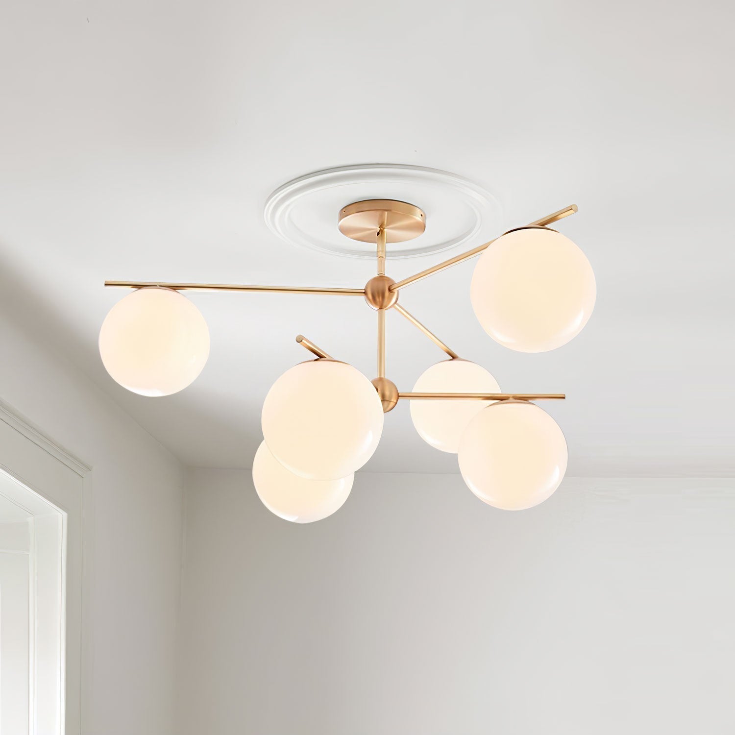 Lustra Chandelier Sphère & Tige Moderne Or LED - Neutralighting