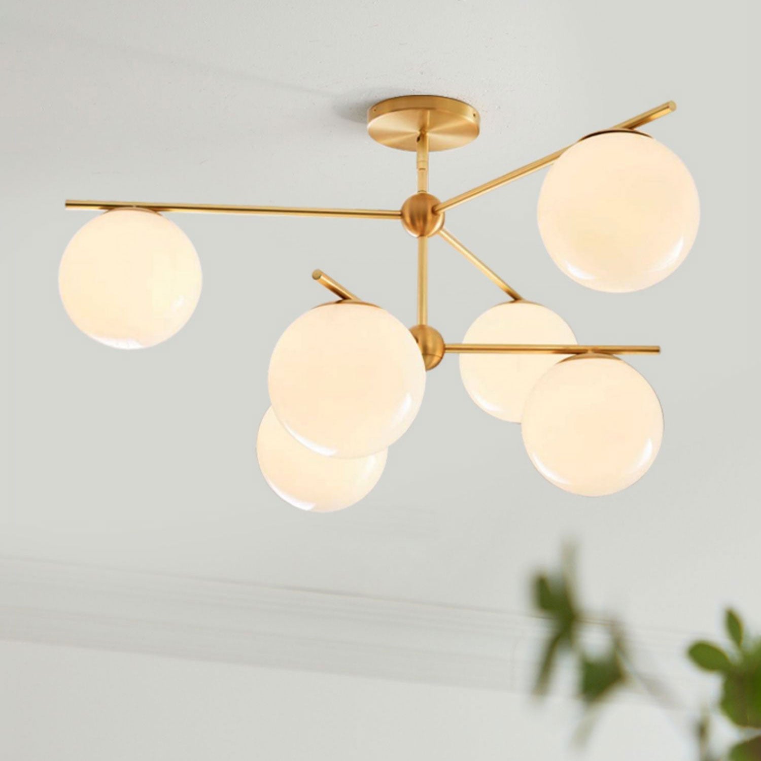 Lustra Chandelier Sphère & Tige Moderne Or LED - Neutralighting