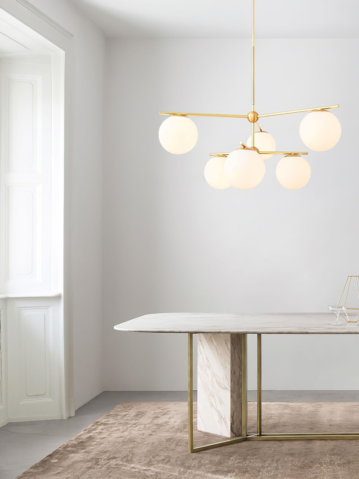 Lustra Chandelier Sphère & Tige Moderne Or LED - Neutralighting