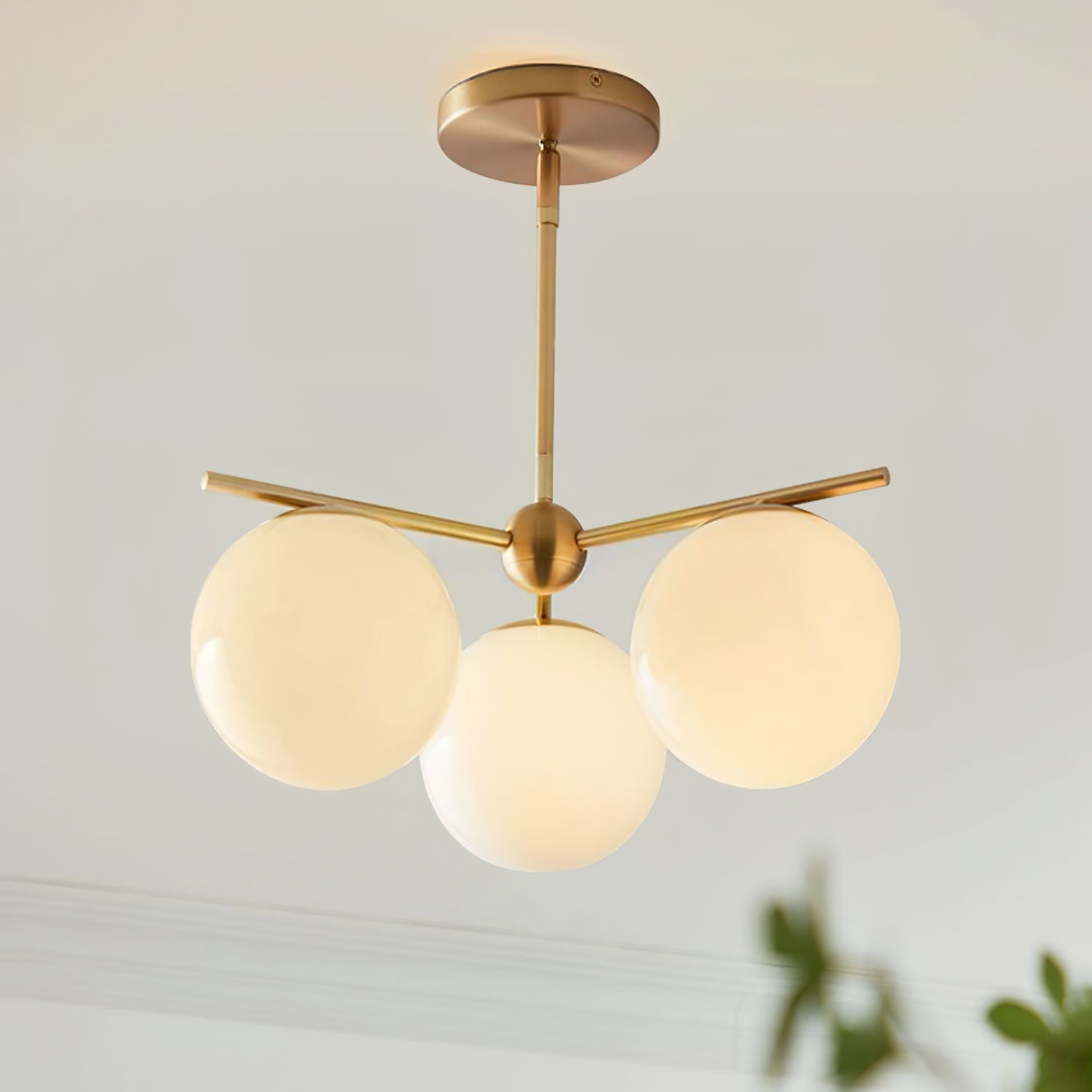 Lustra Chandelier Sphère & Tige Moderne Or LED - Neutralighting