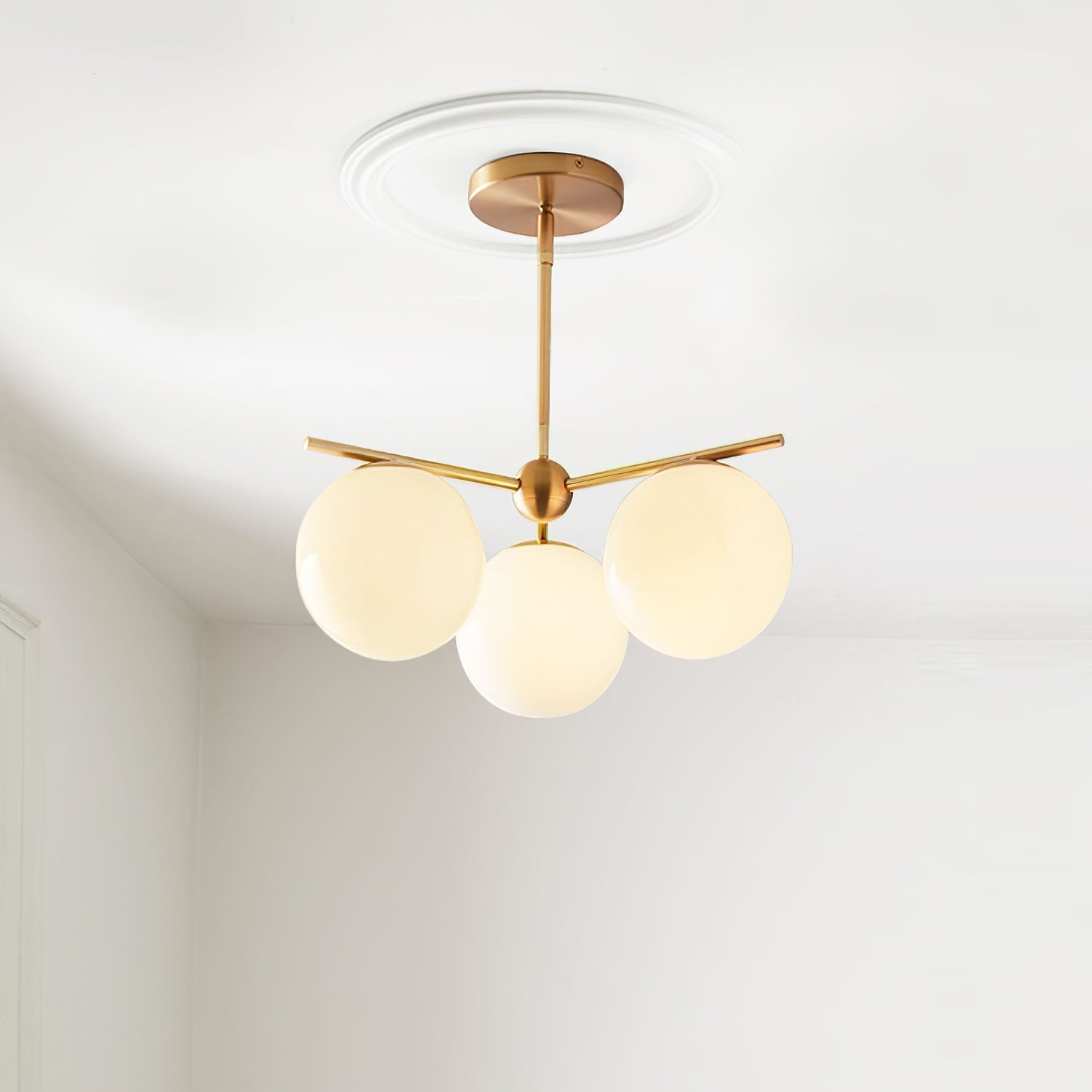 Lustra Chandelier Sphère & Tige Moderne Or LED - Neutralighting