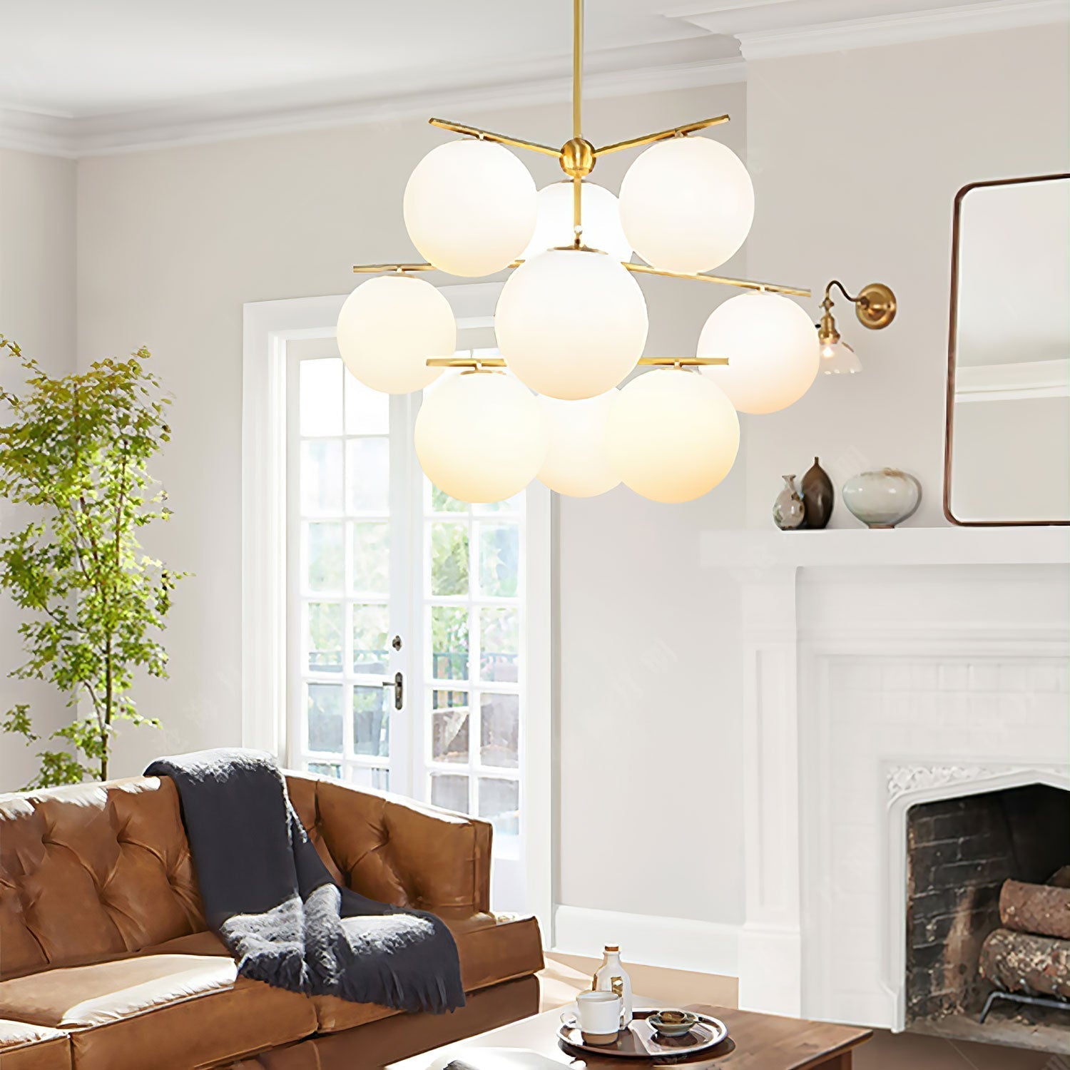 Lustra Chandelier Sphère & Tige Moderne Or LED - Neutralighting