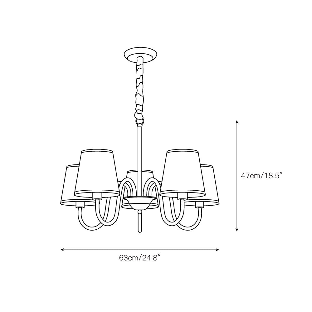 Aged Traditional Stacey Fabric Chandelier - Lamp Copper