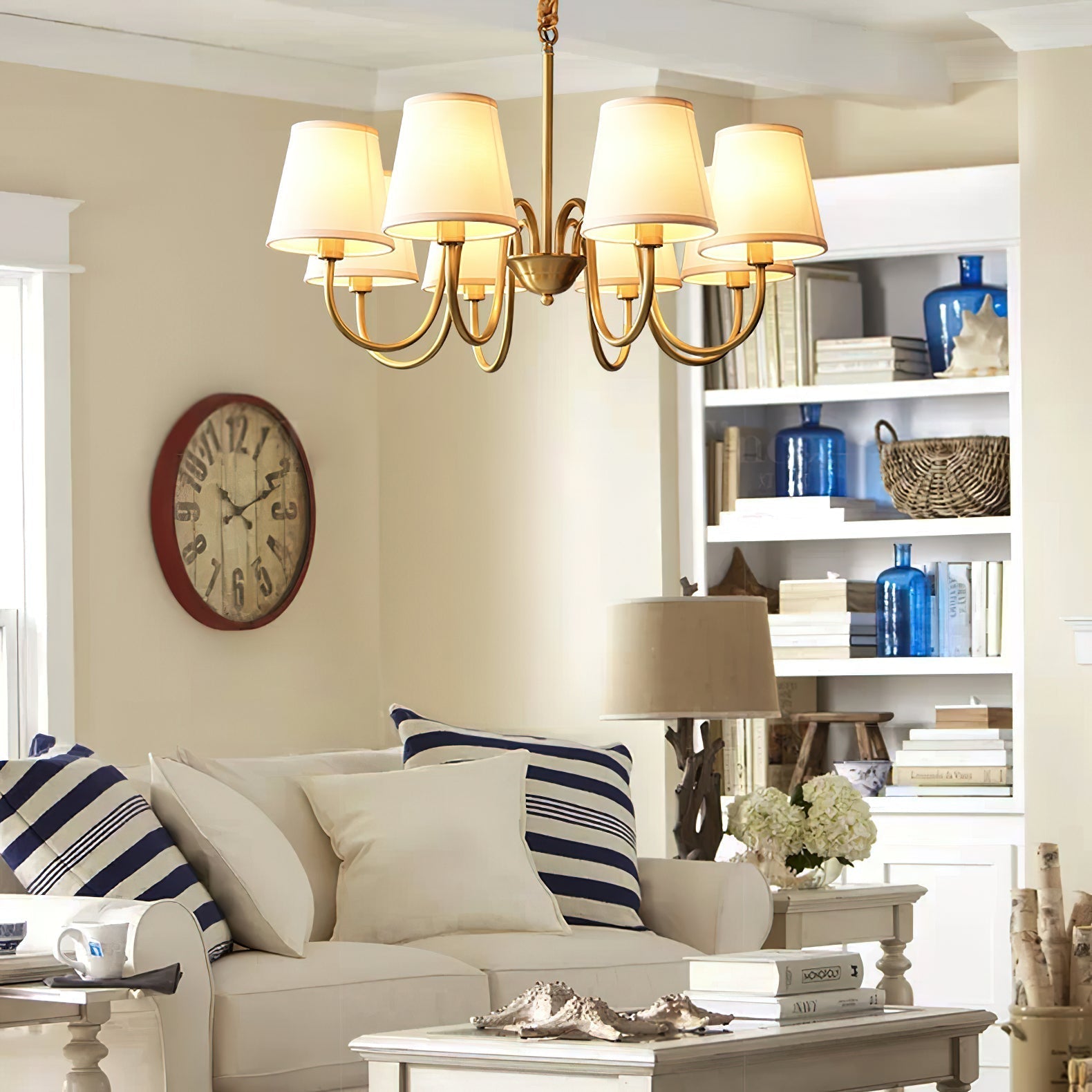 Stacey Chandelier en Tissu Traditionnel Vieilli - Neutralighting
