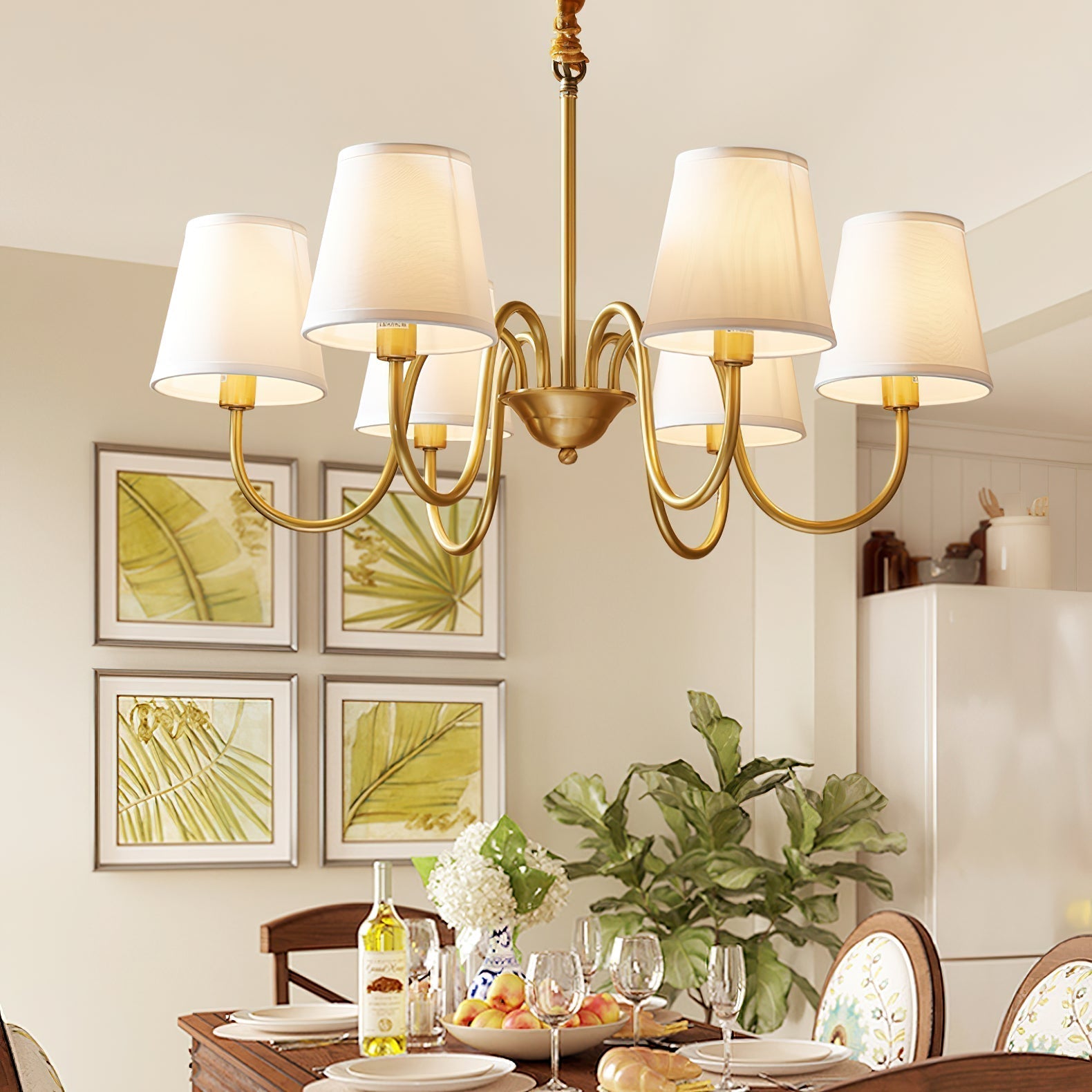 Stacey Chandelier en Tissu Traditionnel Vieilli - Neutralighting