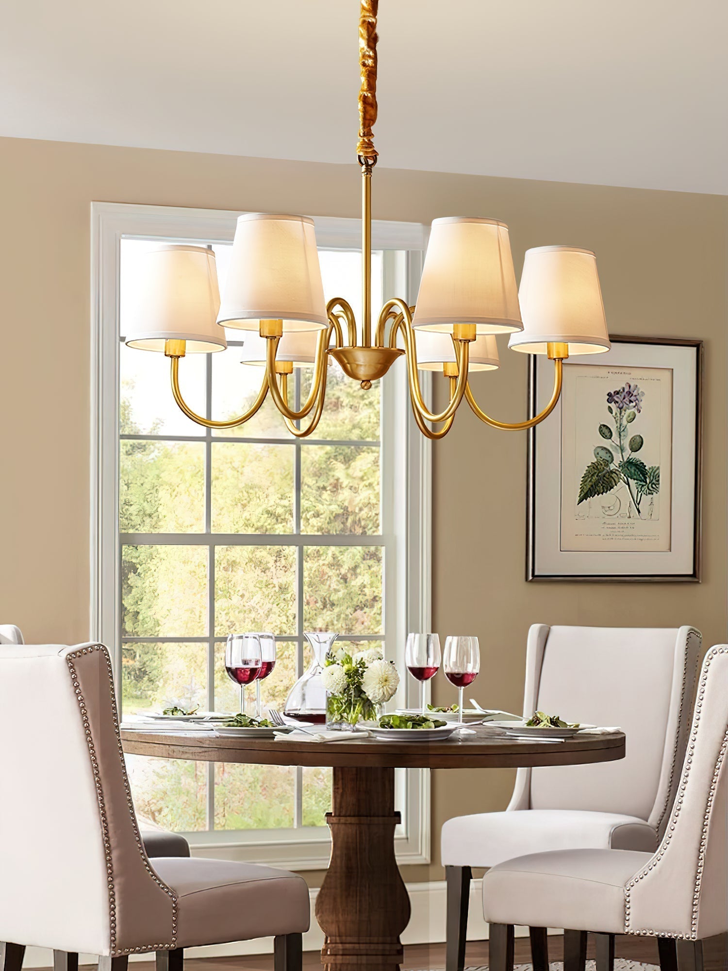 Aged Traditional Stacey Fabric Chandelier - Lamp Copper