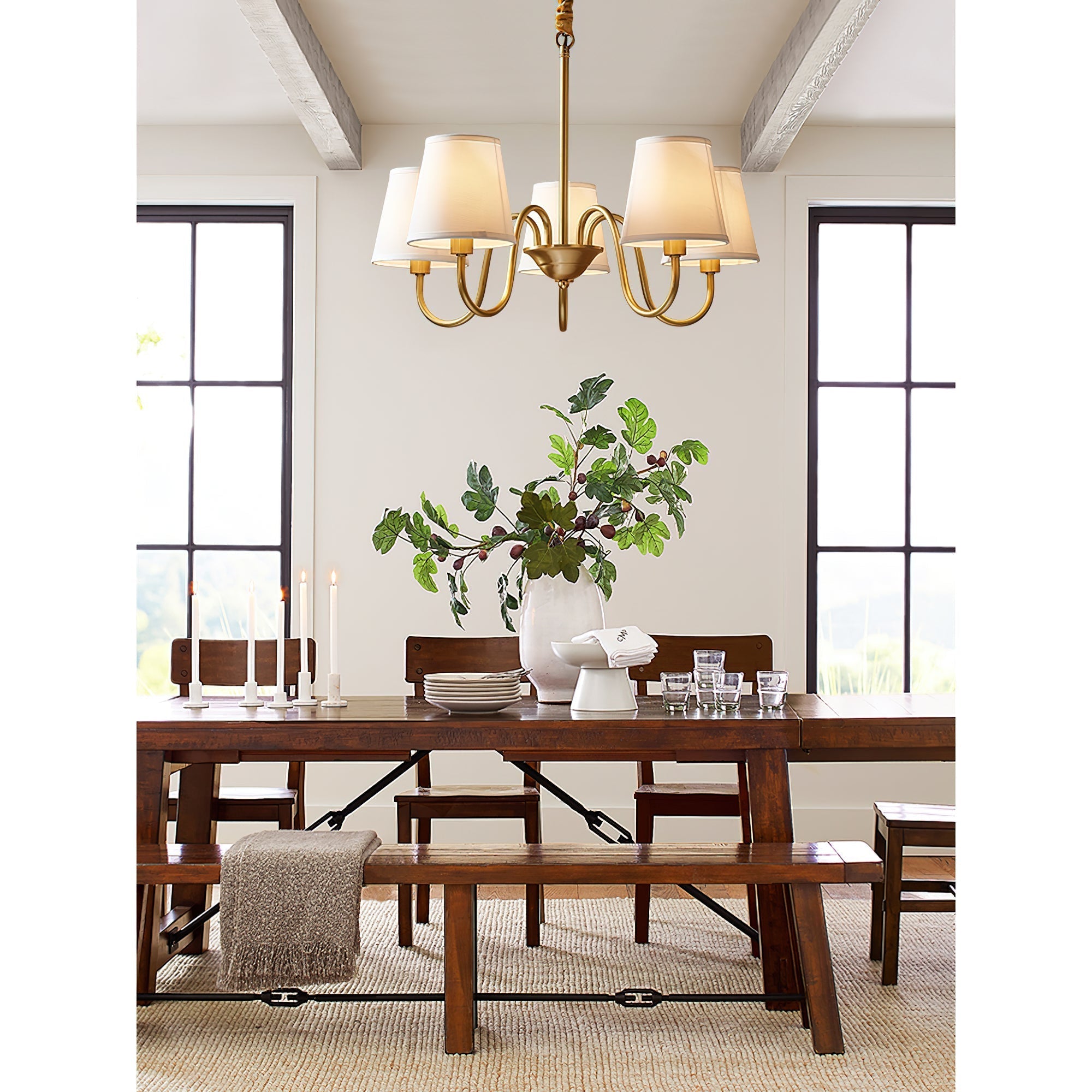 Aged Traditional Stacey Fabric Chandelier - Lamp Copper