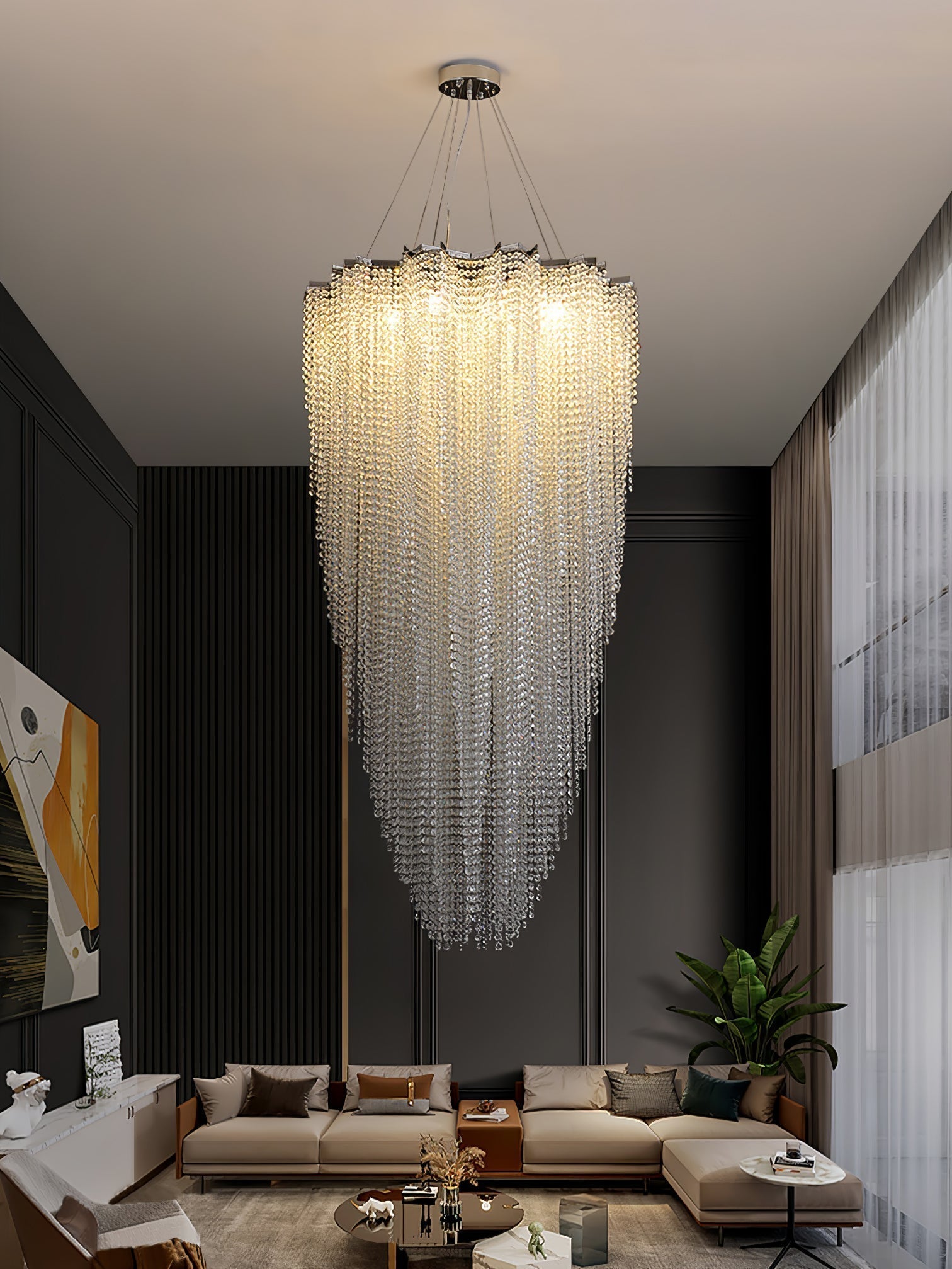 Zashayra Crystal Column Chandelier - Neutralighting