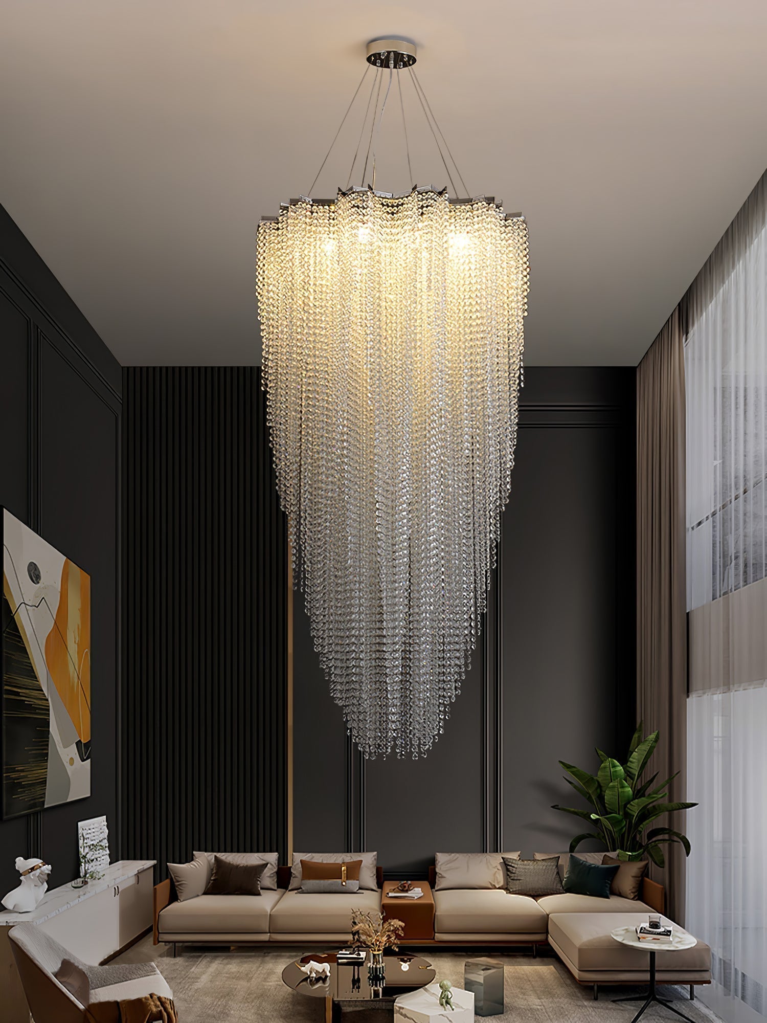 Zashayra Crystal Column Chandelier - Neutralighting