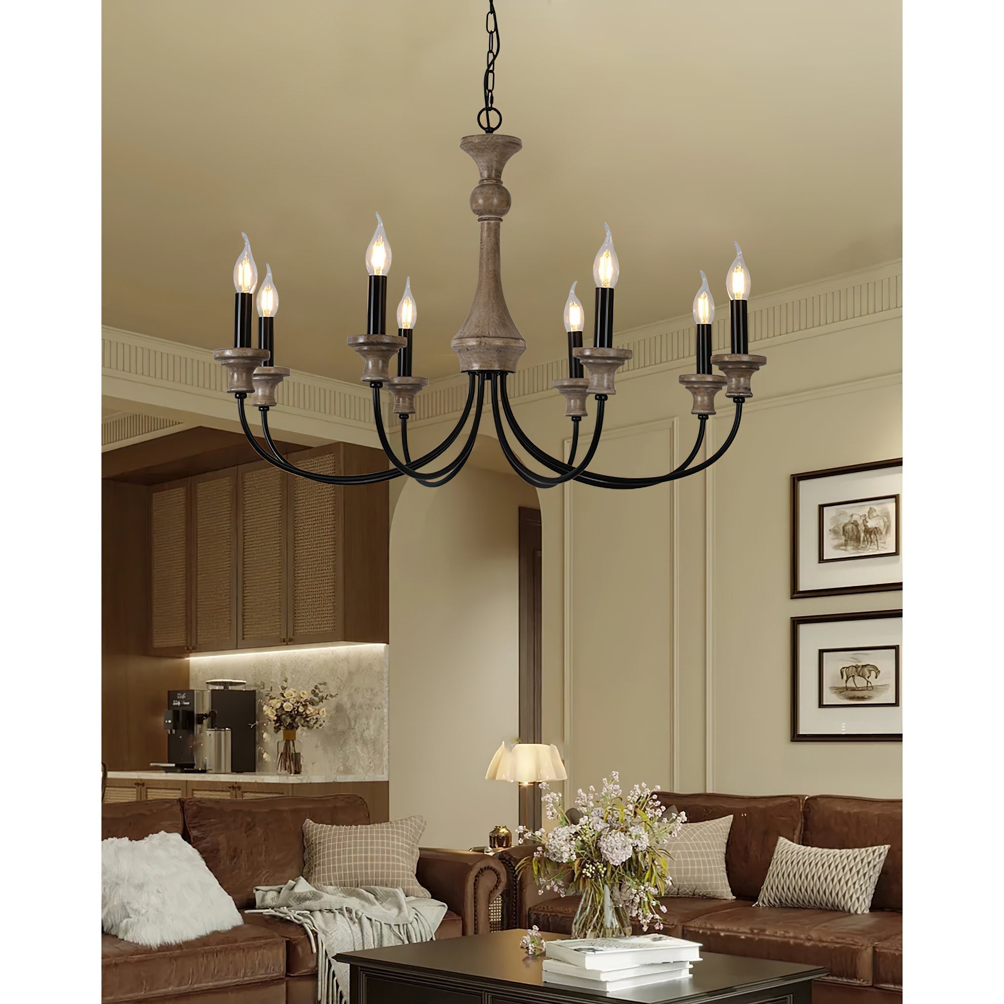 Zatheora Vintage Stardust Wooden Metal Chandelier - Lamp Copper