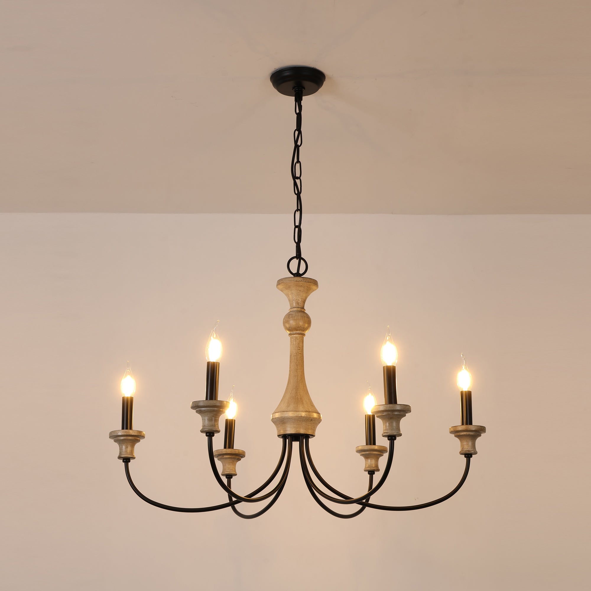 Zatheora Vintage Stardust Wooden Metal Chandelier - Lamp Copper