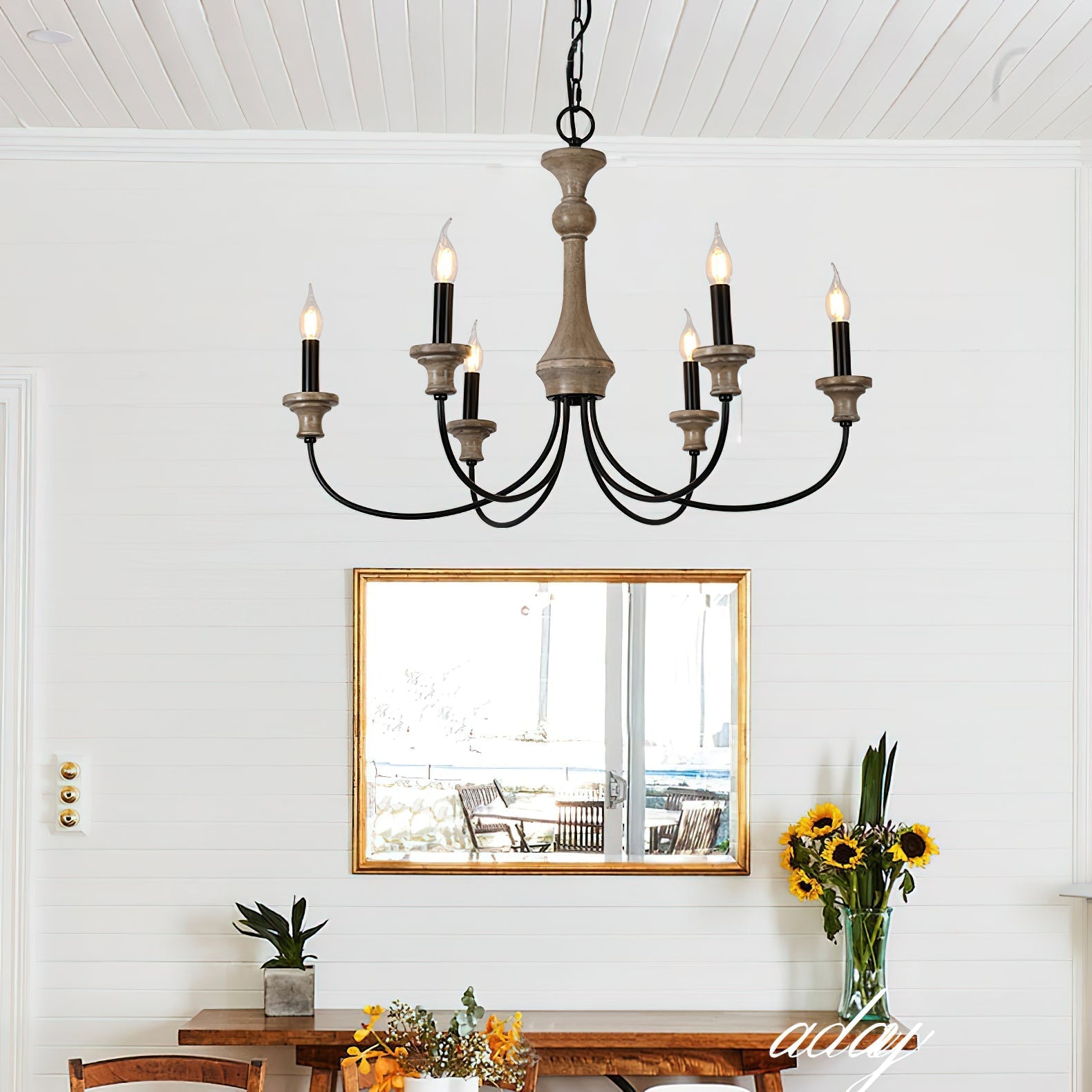 Zatheora Vintage Stardust Wooden Metal Chandelier - Lamp Copper