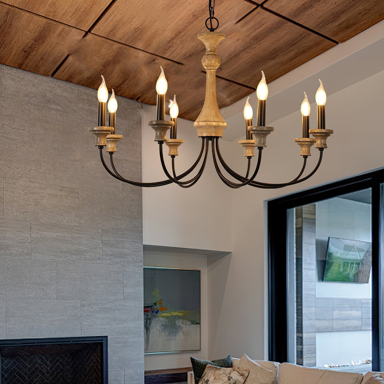 Zatheora Vintage Stardust Wooden Metal Chandelier - Lamp Copper