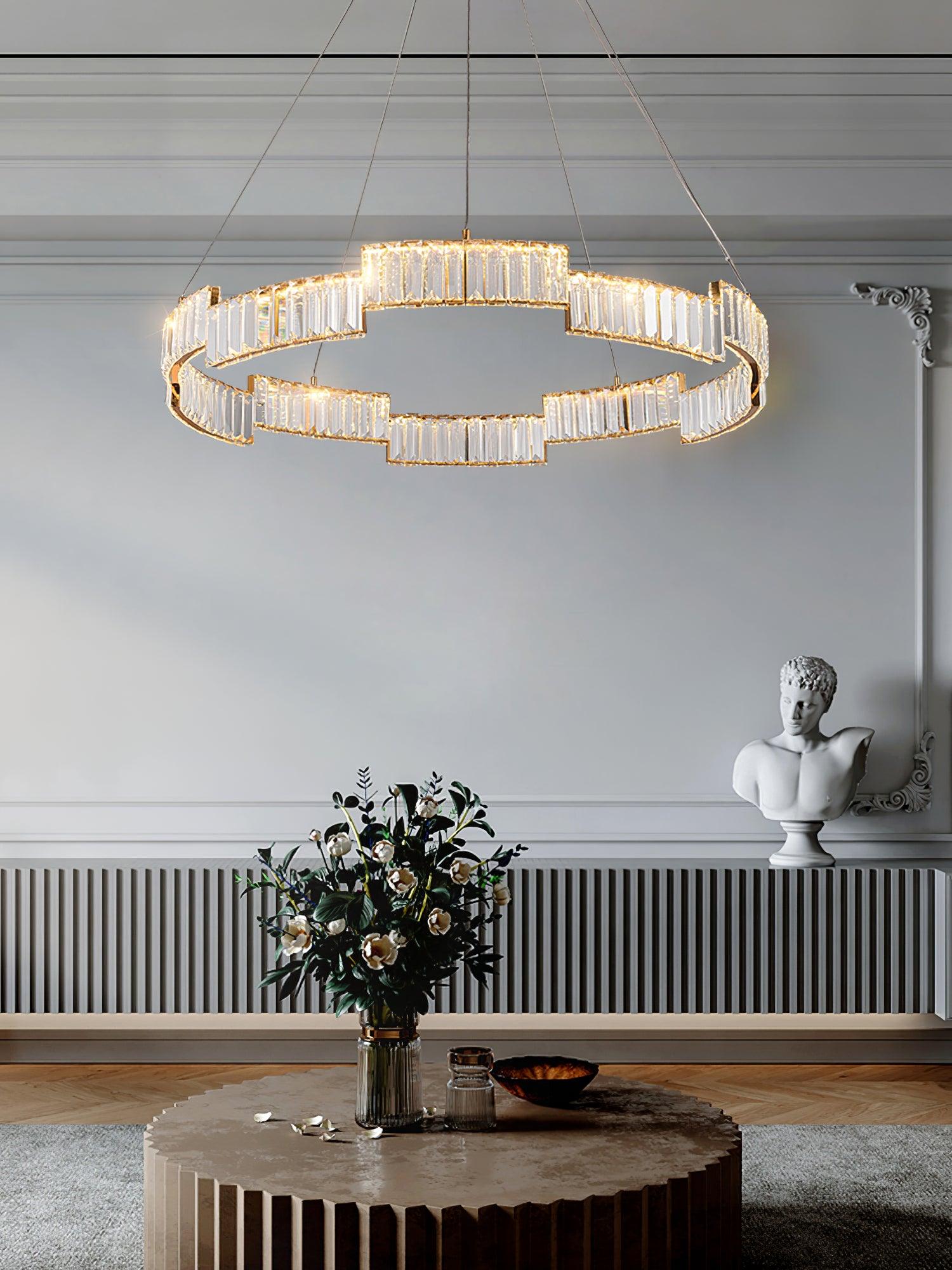 Lustra Chandelier Cristal avec Cadre Doré - Neutralighting