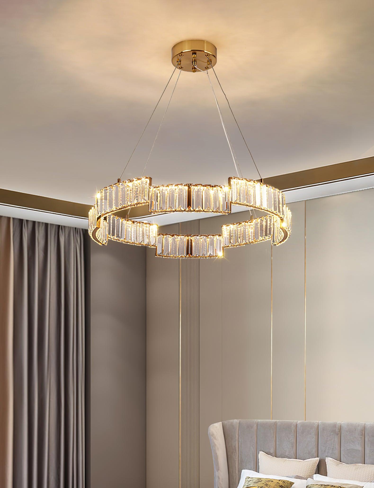 Lustra Chandelier Cristal avec Cadre Doré - Neutralighting