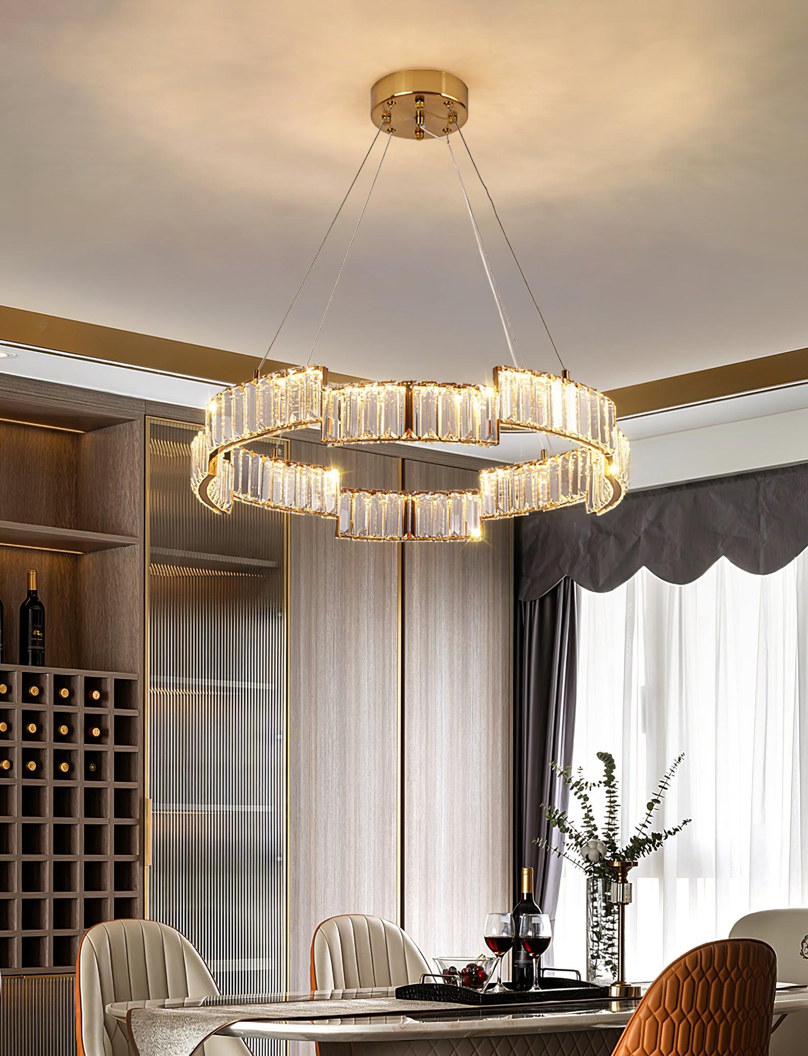 Lustra Chandelier Cristal avec Cadre Doré - Neutralighting