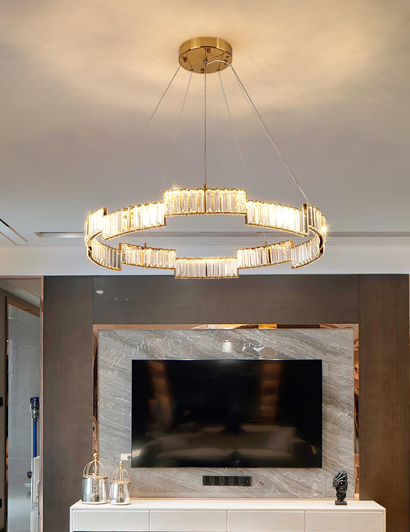 Lustra Chandelier Cristal avec Cadre Doré - Neutralighting