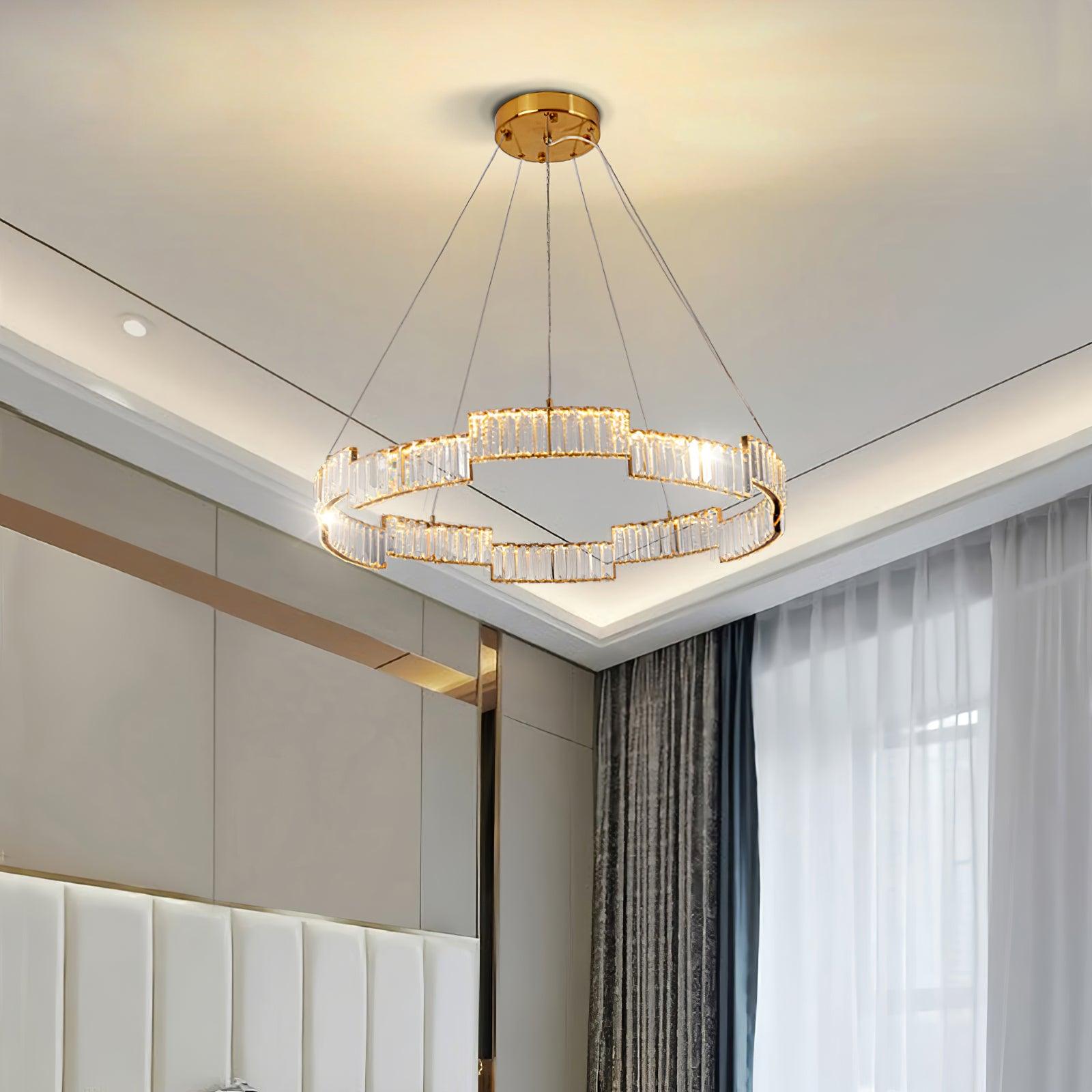 Lustra Chandelier Cristal avec Cadre Doré - Neutralighting