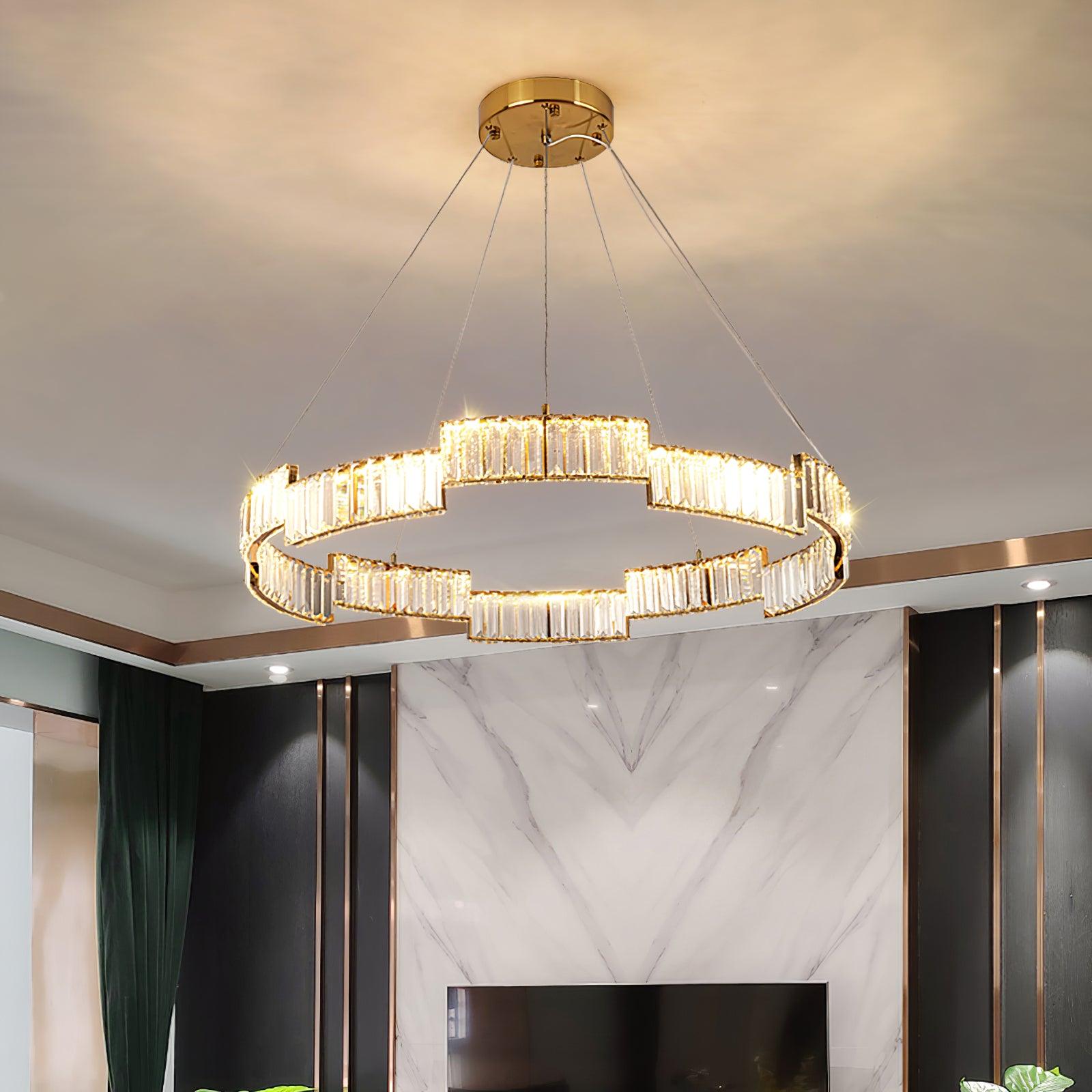 Lustra Chandelier Cristal avec Cadre Doré - Neutralighting