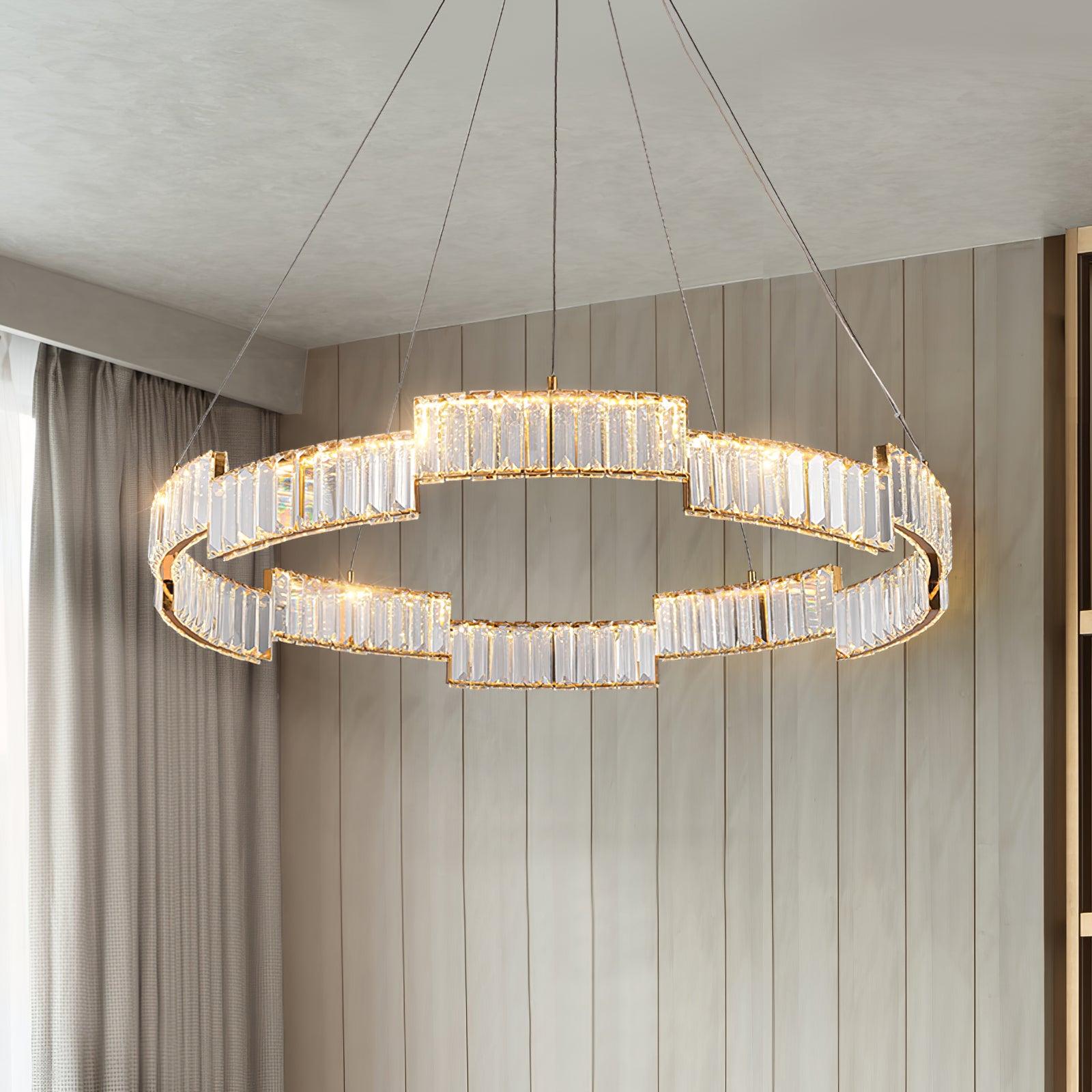 Lustra Chandelier Cristal avec Cadre Doré - Neutralighting