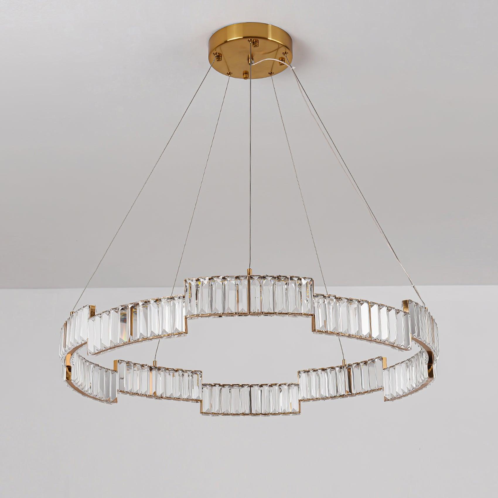 Lustra Chandelier Cristal avec Cadre Doré - Neutralighting