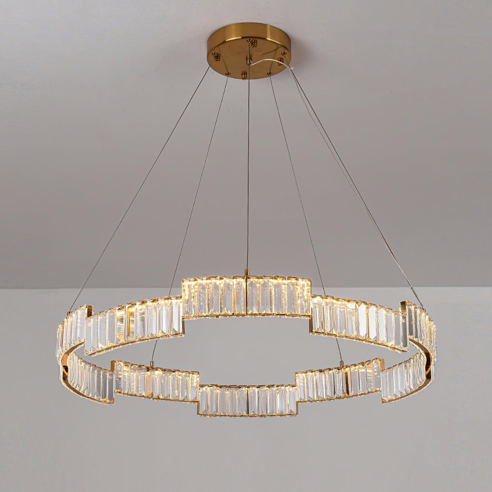 Lustra Chandelier Cristal avec Cadre Doré - Neutralighting