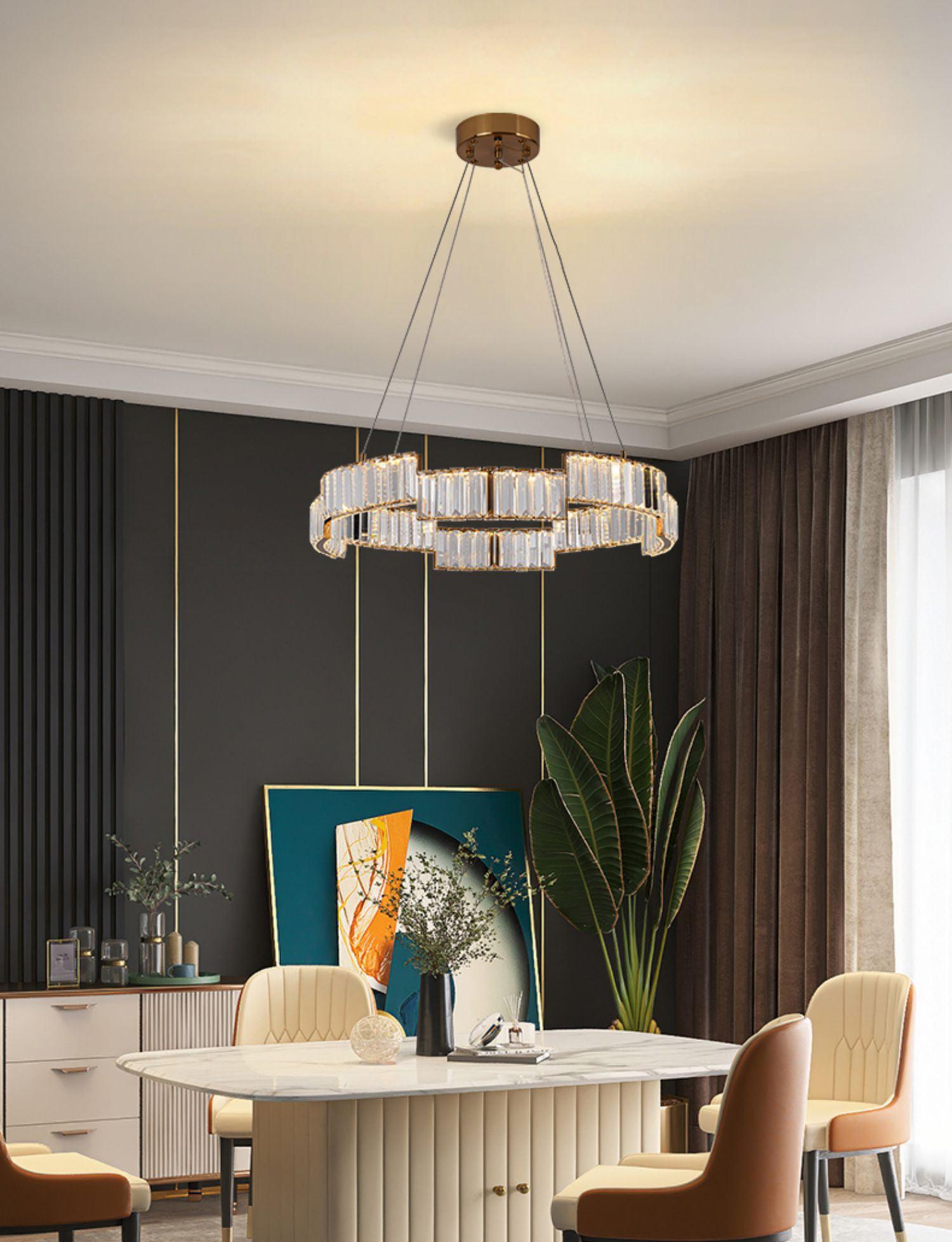 Lustra Chandelier Cristal avec Cadre Doré - Neutralighting
