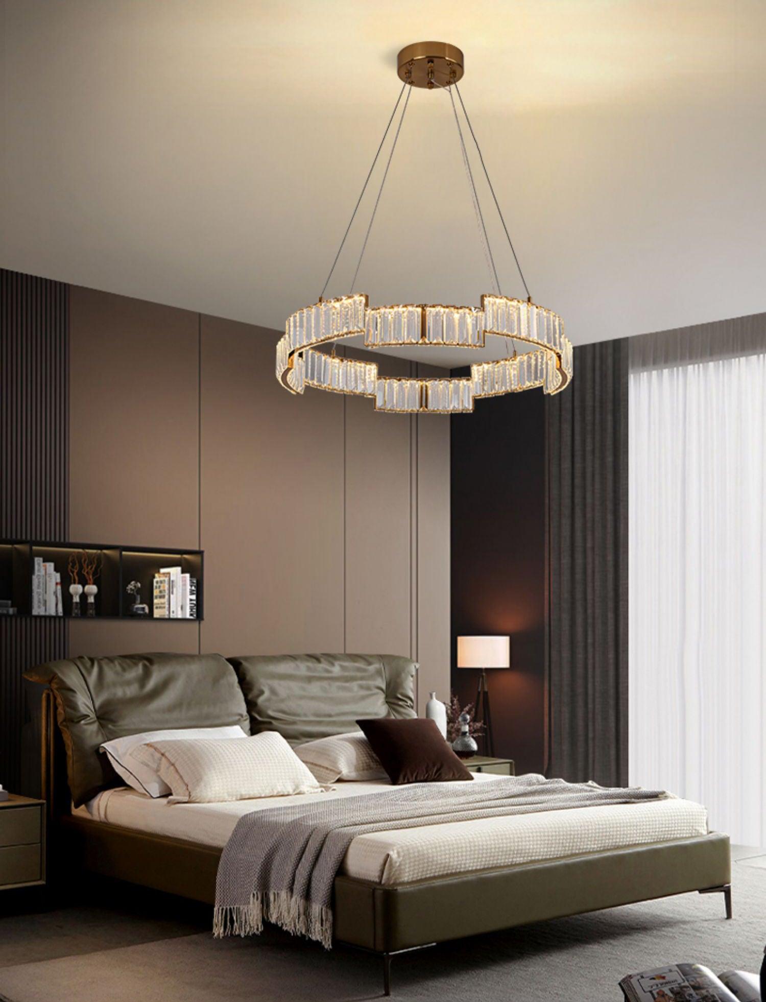Lustra Chandelier Cristal avec Cadre Doré - Neutralighting