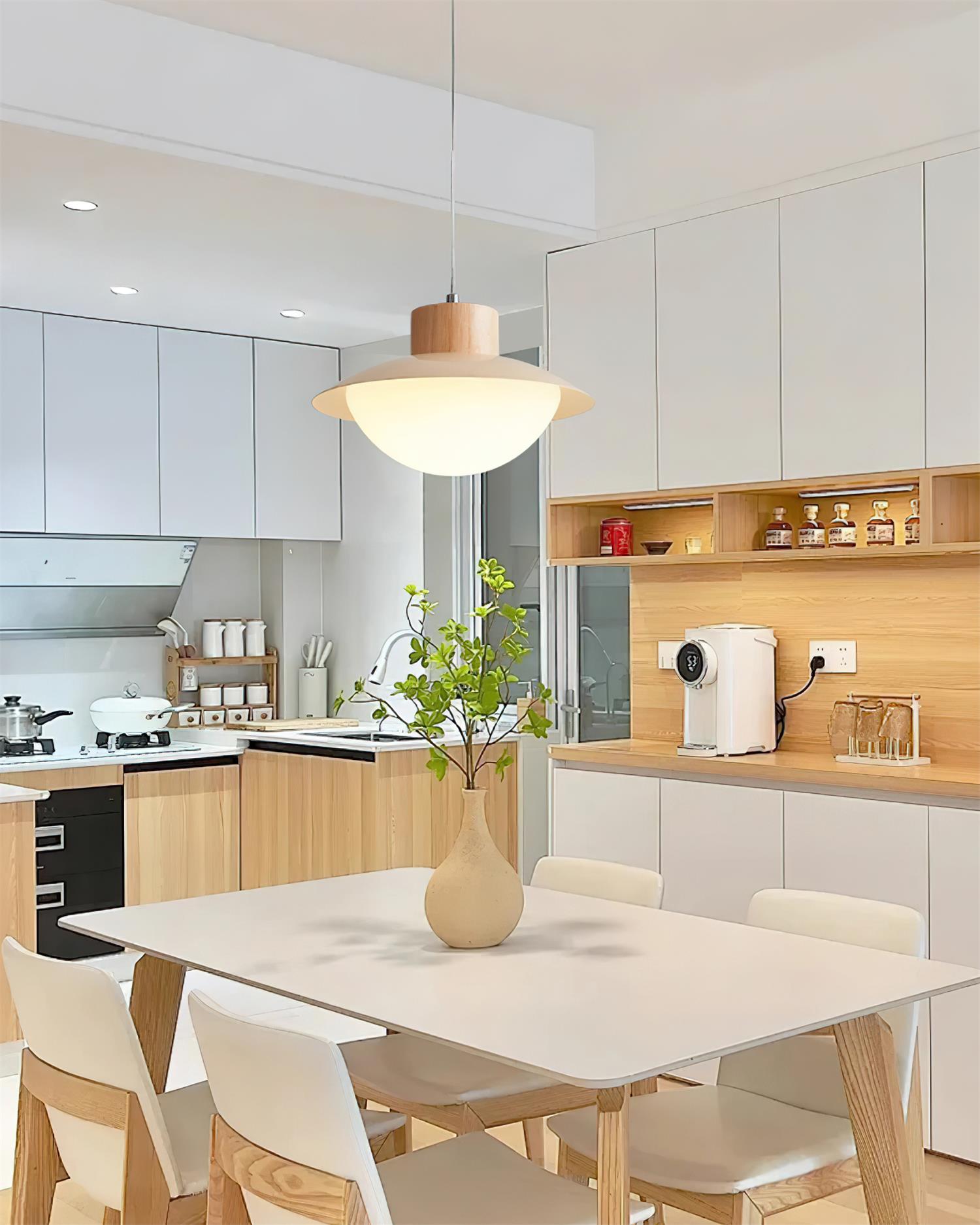 Pendant Lamp and Wood PE Shade Dome Shape Minimalist - Letslighting