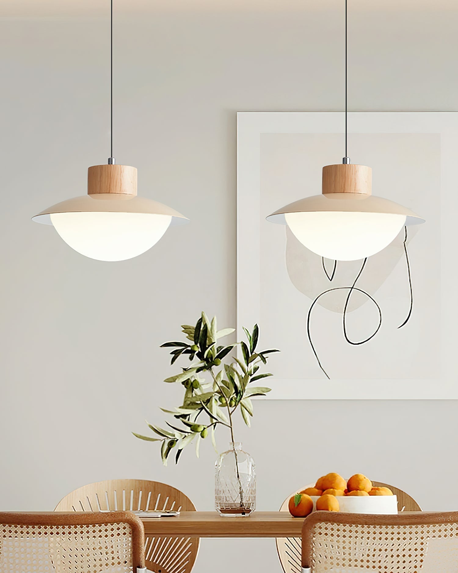 Pendant Lamp and Wood PE Shade Dome Shape Minimalist - Letslighting