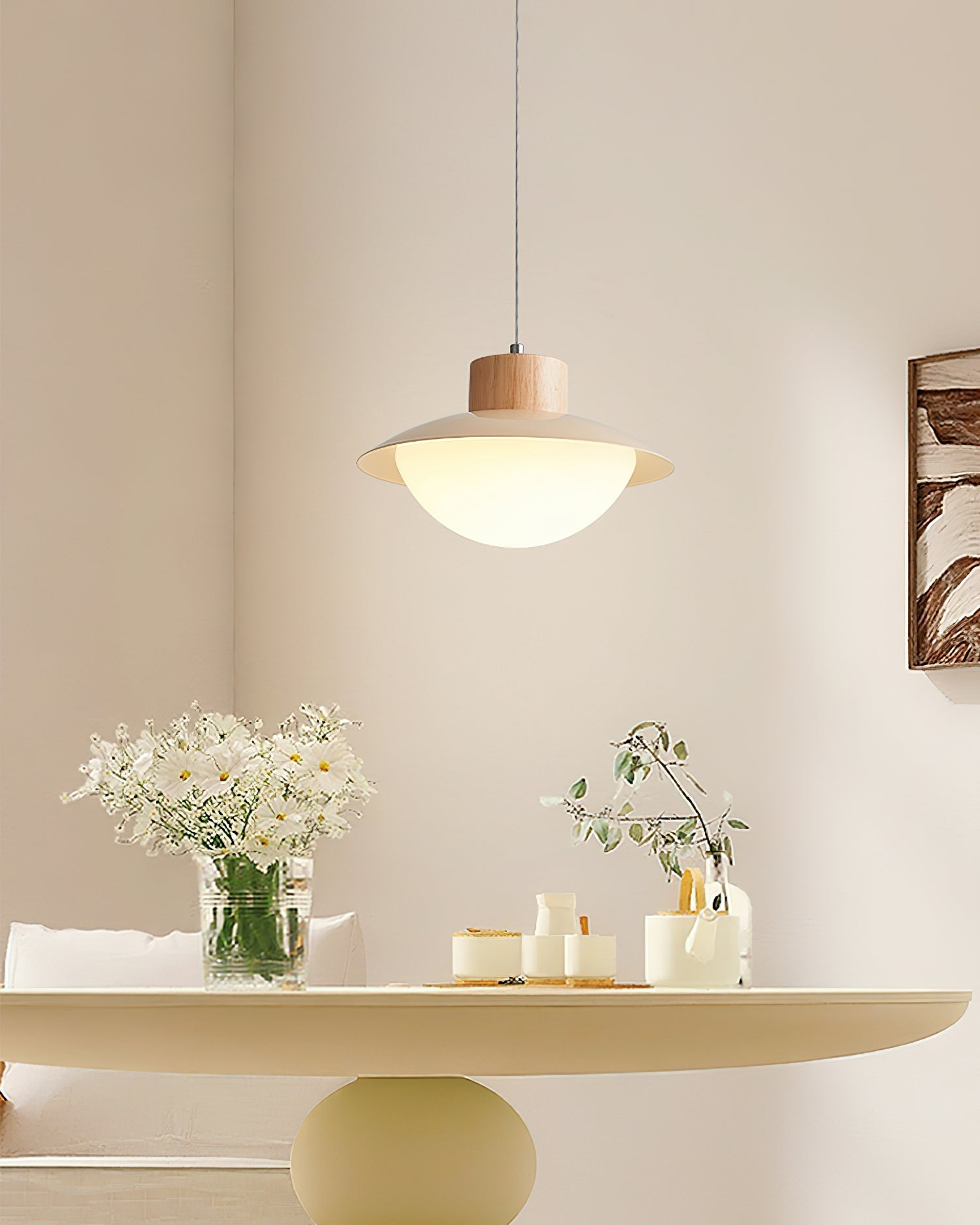 Pendant Lamp and Wood PE Shade Dome Shape Minimalist - Letslighting