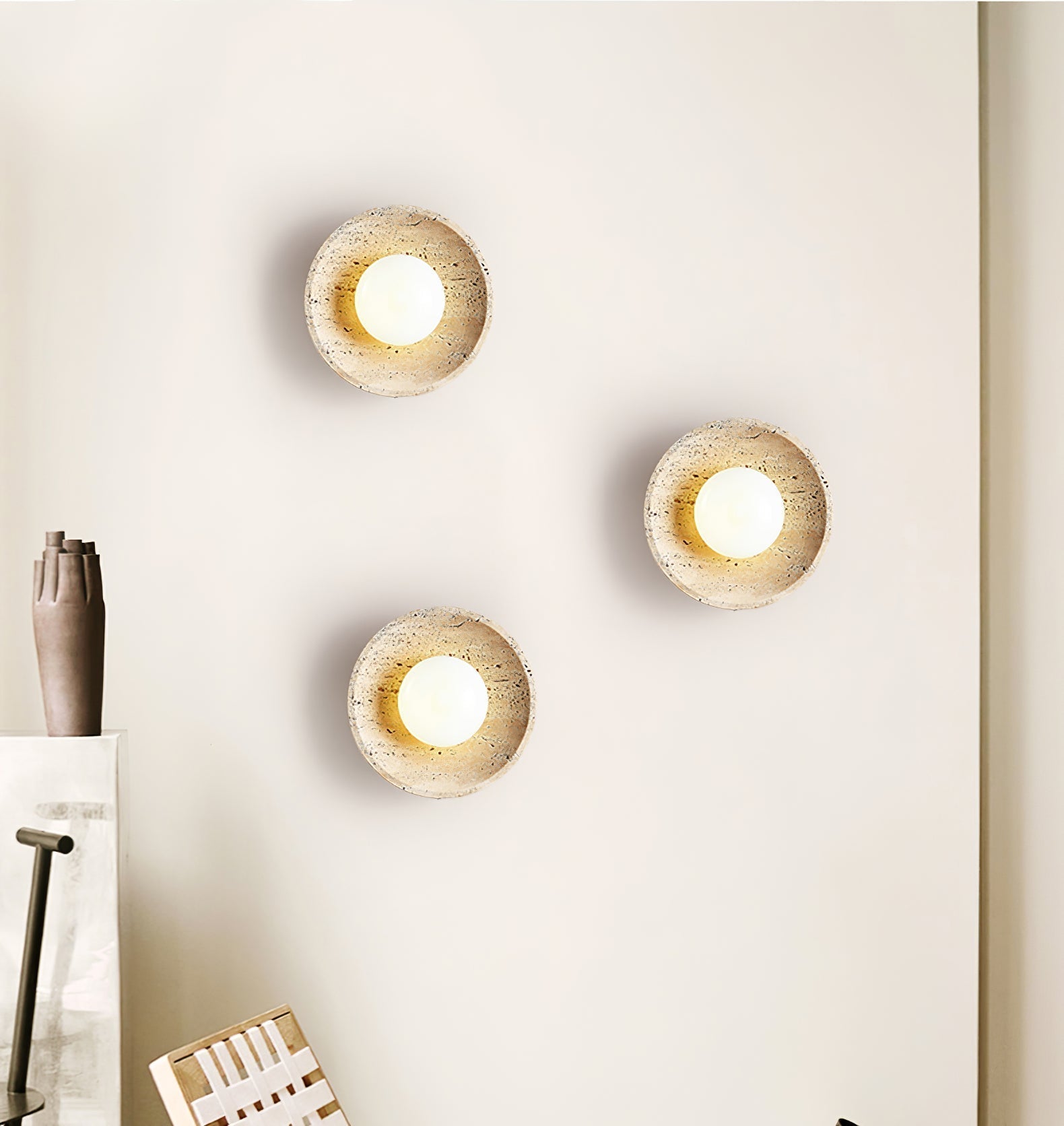 Vephair Bol-Cadre Travertin Luminaire Mural - Neutralighting