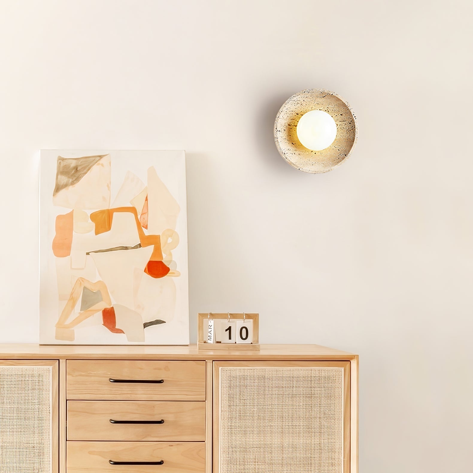 Cocarila Ring Shade Travertine Wall Light - Neutralighting