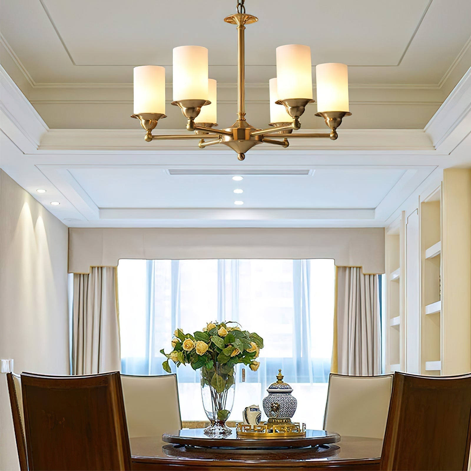 Idorara Postmodern Luxury Brass Glass Chandelier - Lamp Copper