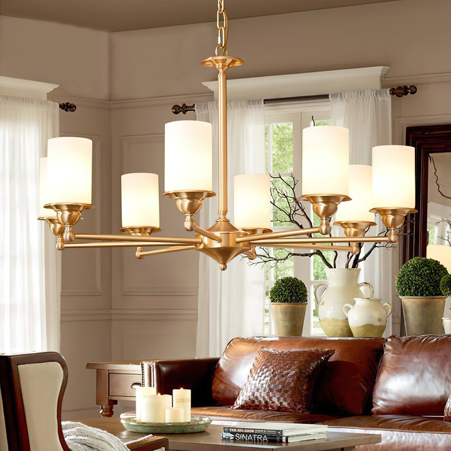 Idorara Postmodern Luxury Brass Glass Chandelier - Lamp Copper