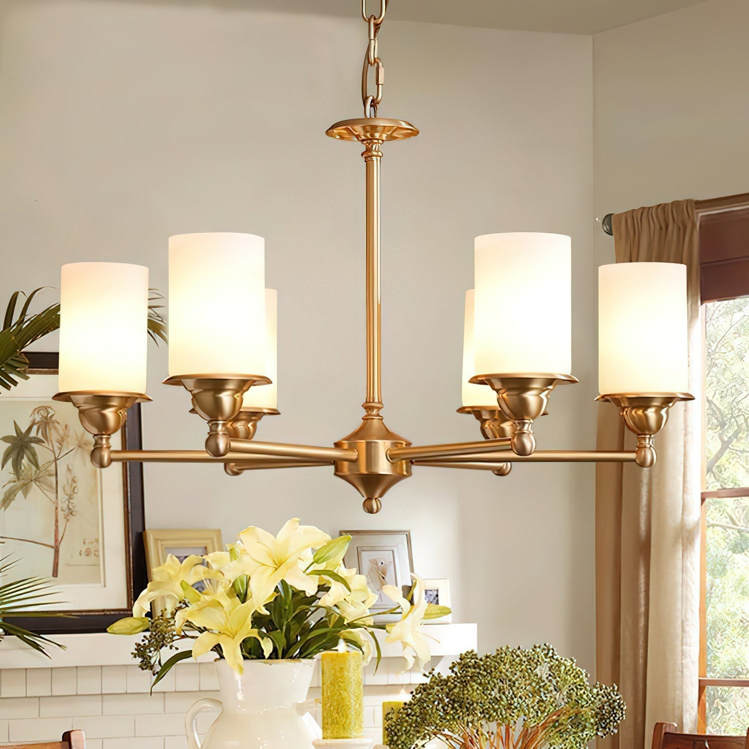 Idorara Postmodern Luxury Brass Glass Chandelier - Lamp Copper