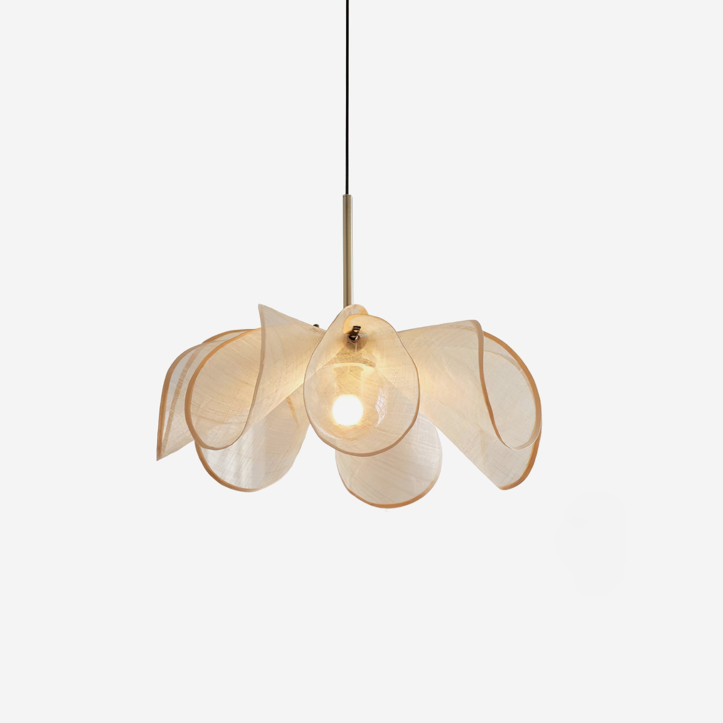 Pendant Lampe Pétale Abat-jour Fibre Végétale Marron Doux Ambiance Bohème - Neutralighting