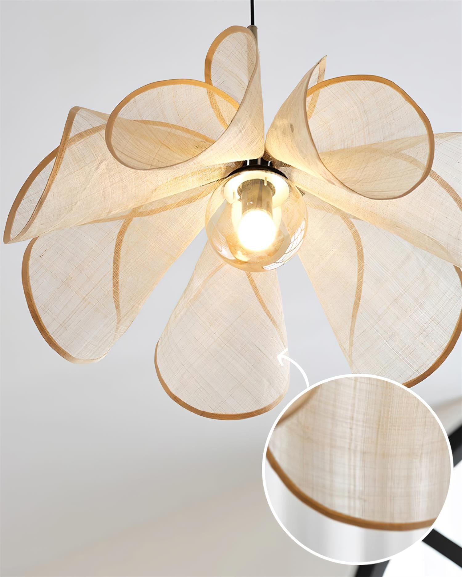 Pendant Lampe Pétale Abat-jour Fibre Végétale Marron Doux Ambiance Bohème - Neutralighting