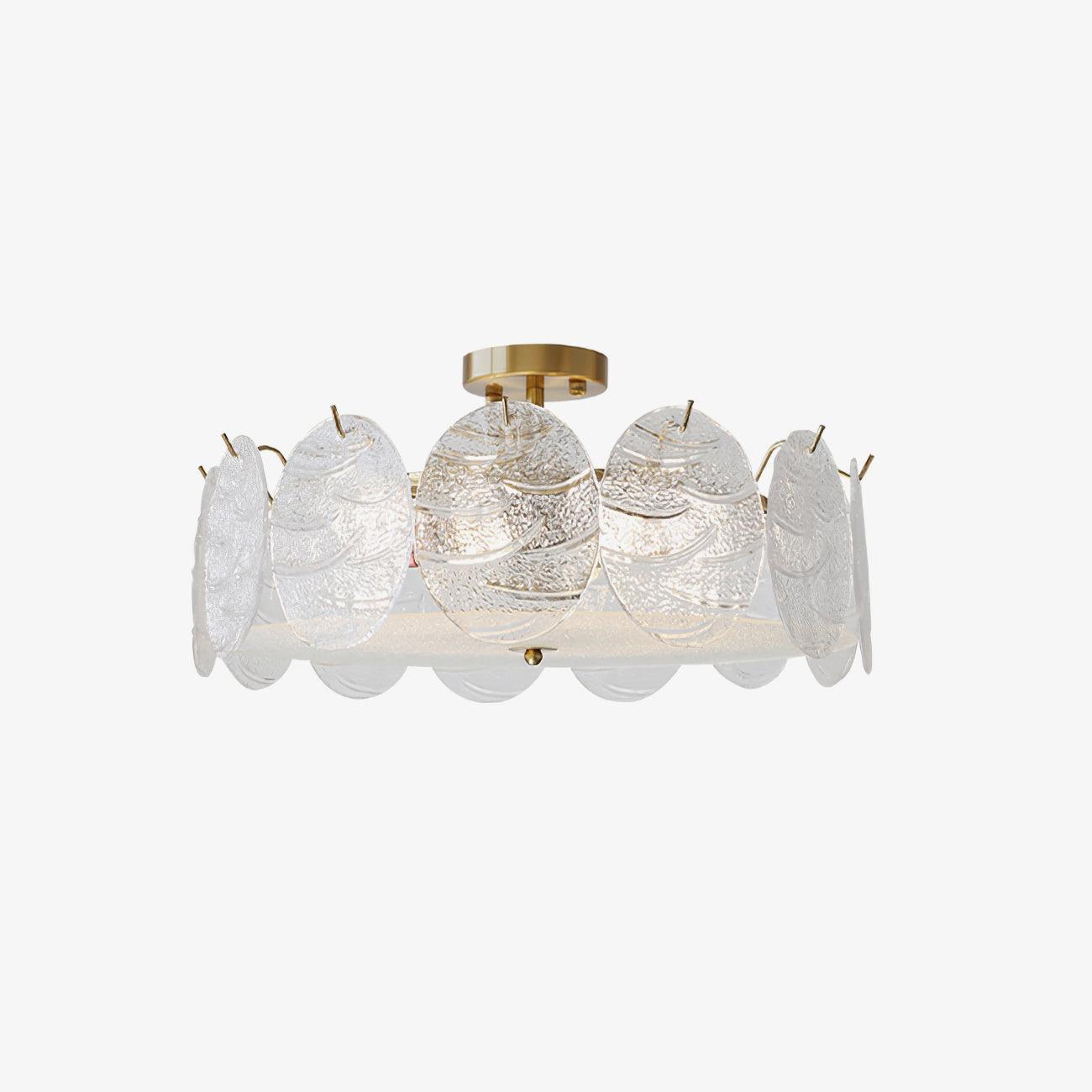 Lustra Lampe De Plafond Avec Finition Dorée Et Verre Strié - Neutralighting