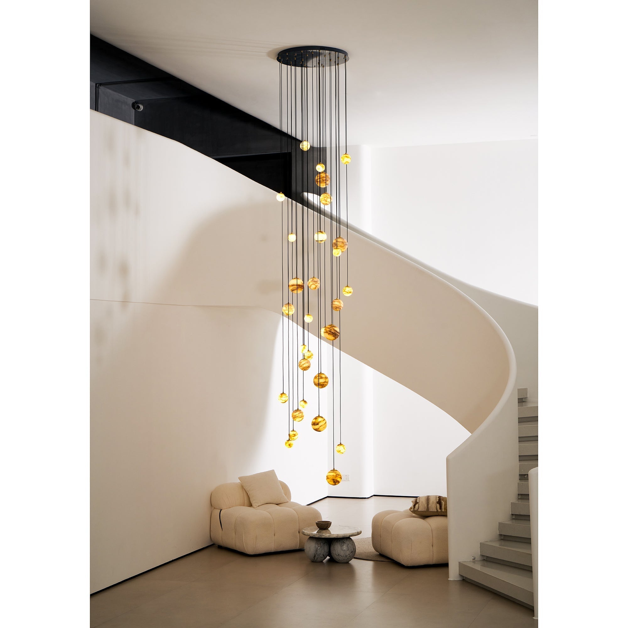 Arsorarae Modern Minimalist Cluster Alabaster Chandelier - Lamp Copper