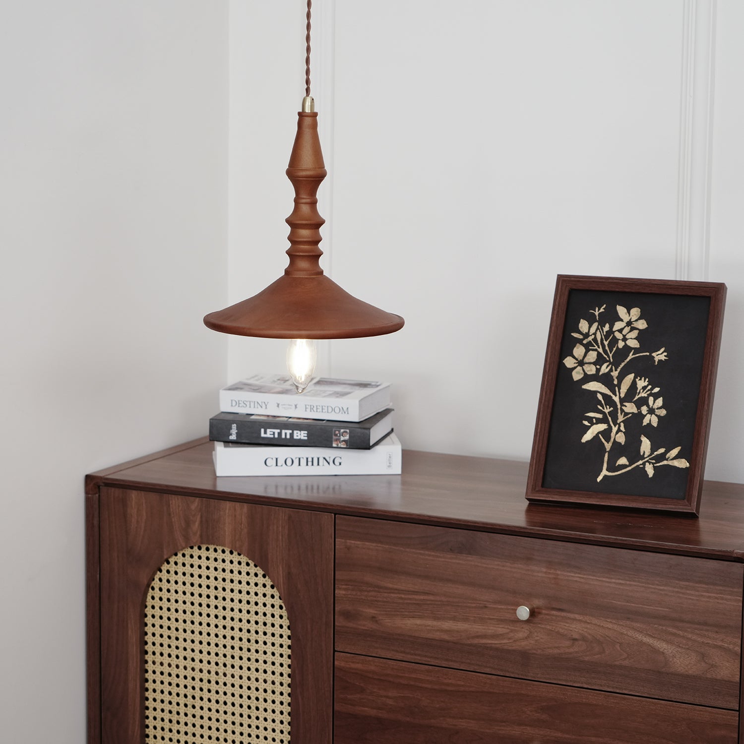 Iraeiel Vintage Minimalist Wooden Pendant Light - Lamp Copper