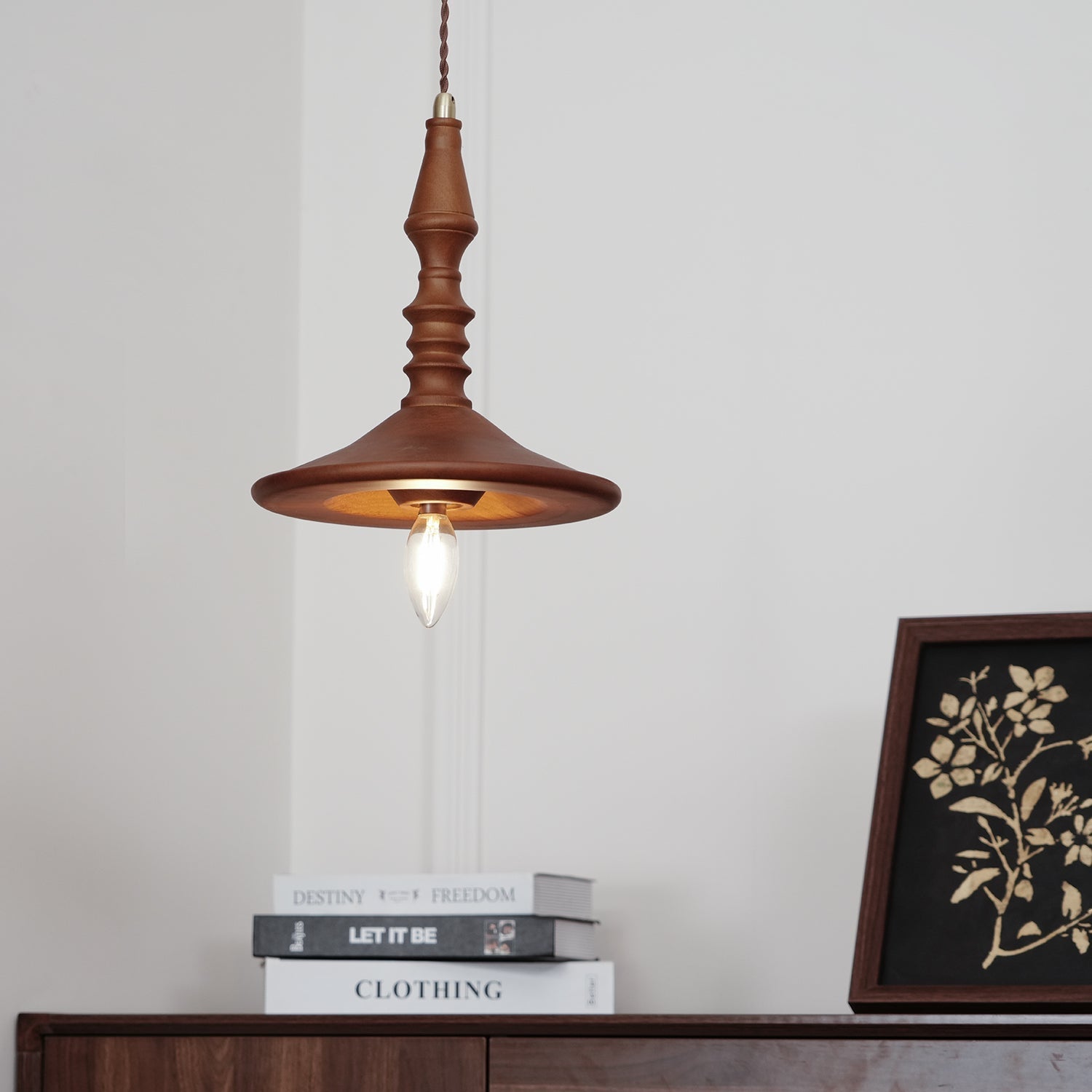 Iraeiel Vintage Minimalist Wooden Pendant Light - Lamp Copper