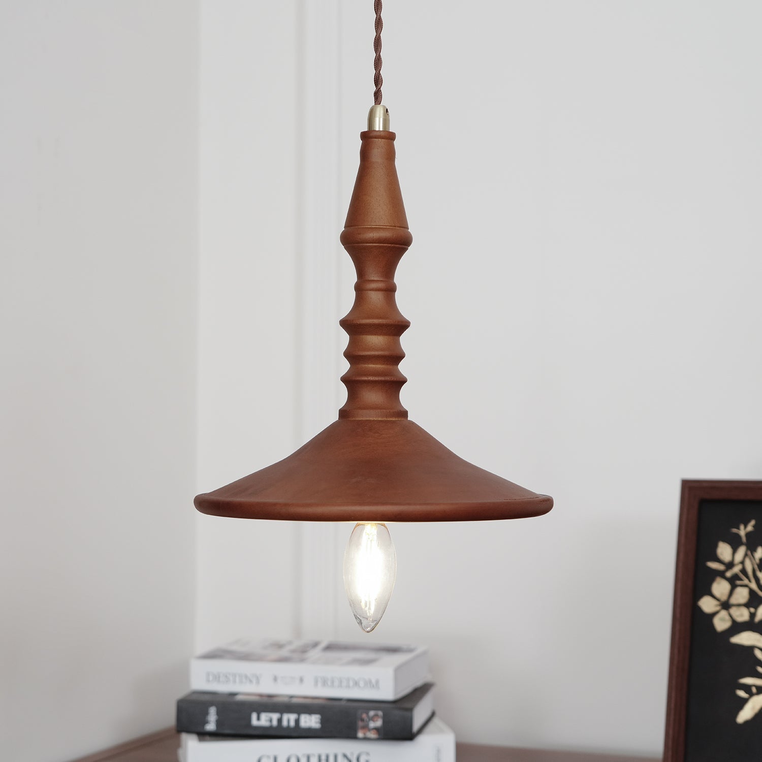 Iraeiel Vintage Minimalist Wooden Pendant Light - Lamp Copper